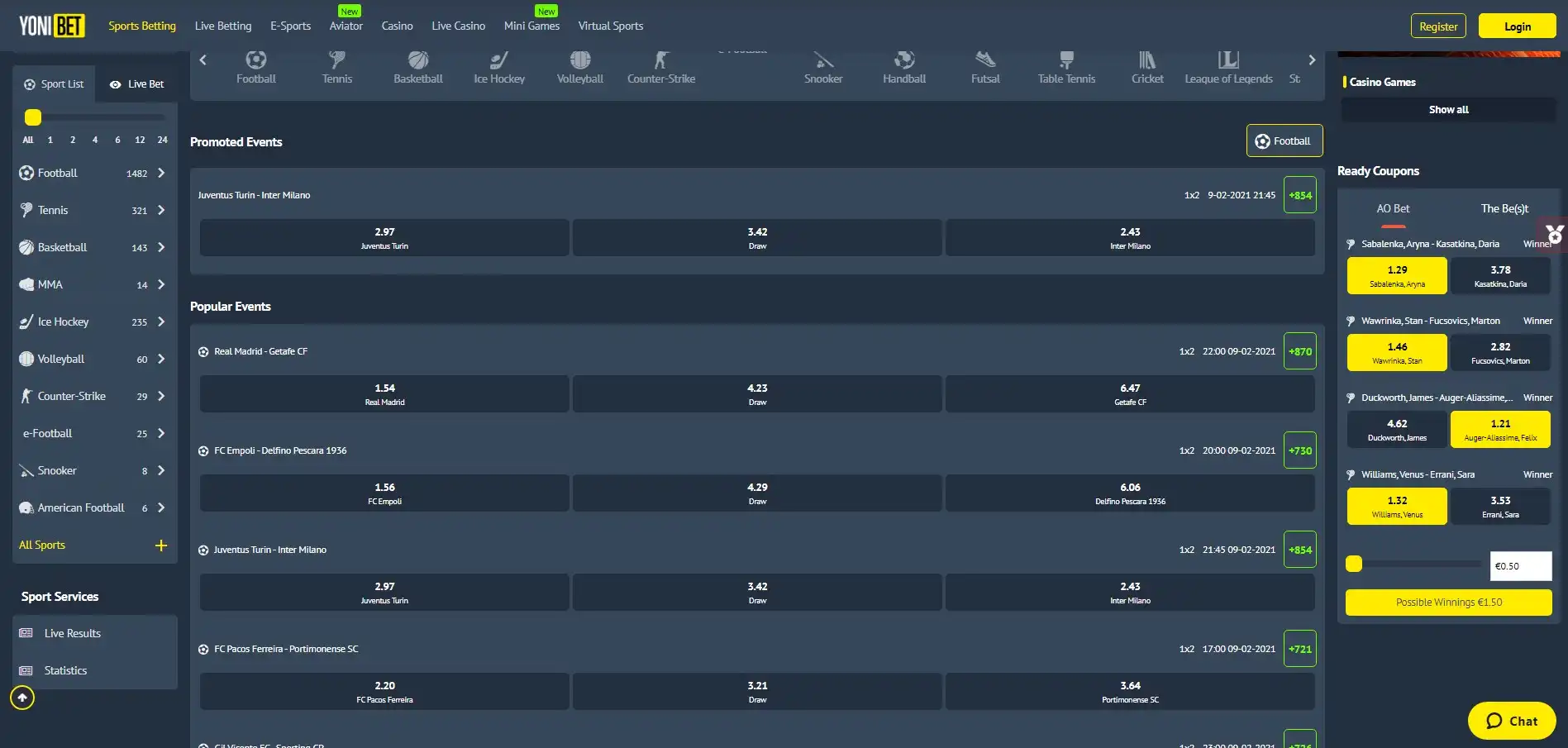 Yonibet Casino Betting