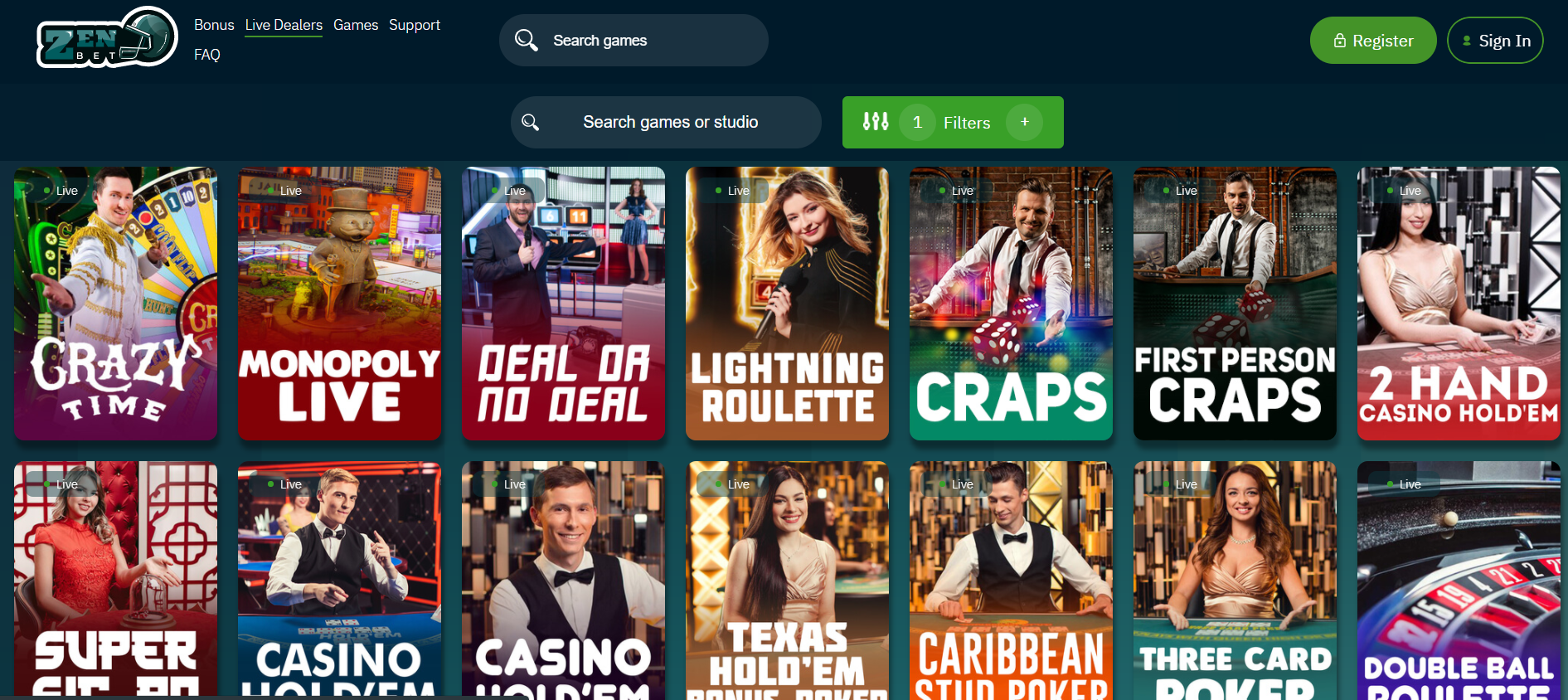Zen Betting Casino Live Dealer Games