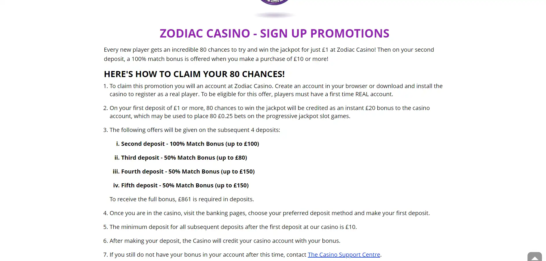 Zodiac Casino No Deposit Bonus