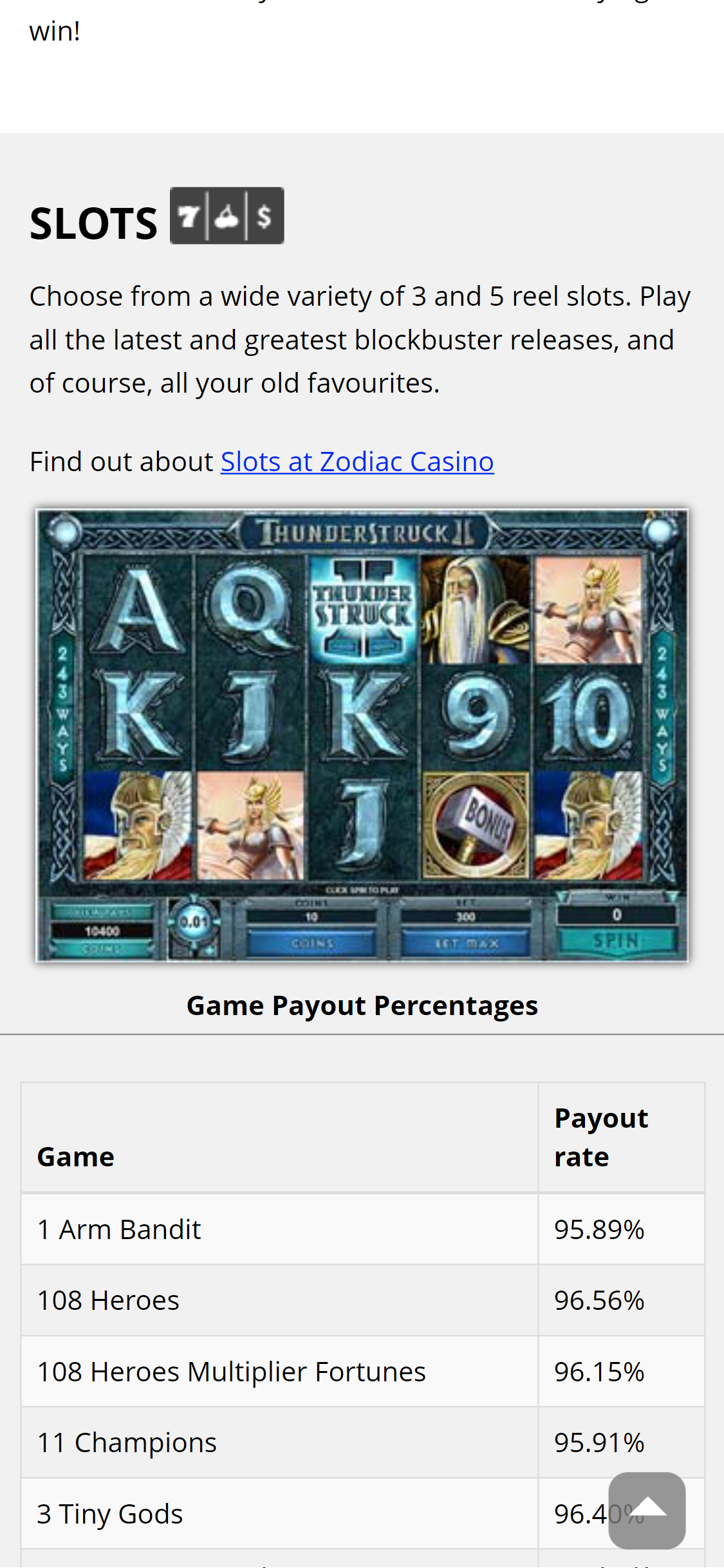 Zodiac Casino Mobile Games Review
