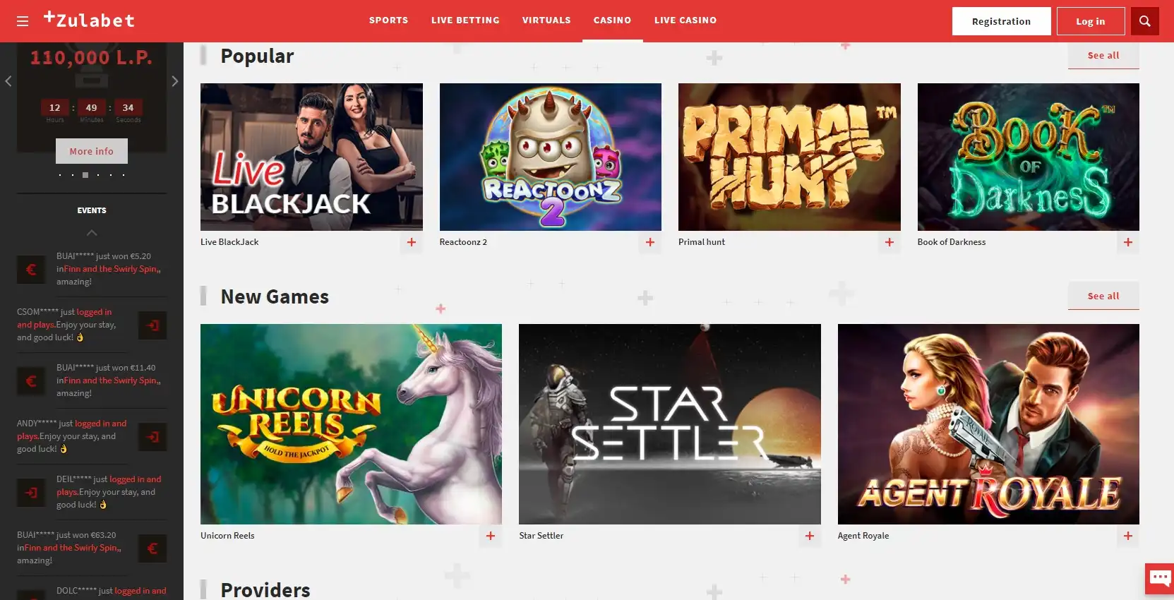 Zulabet Casino Games