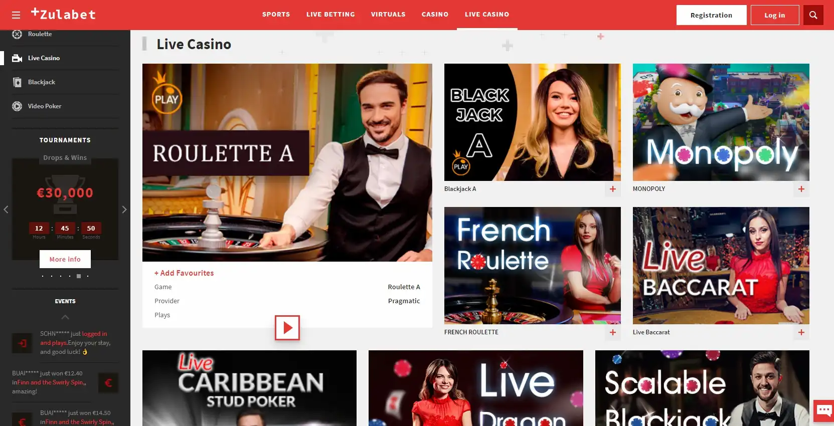 Zulabet Casino Live Dealer Games