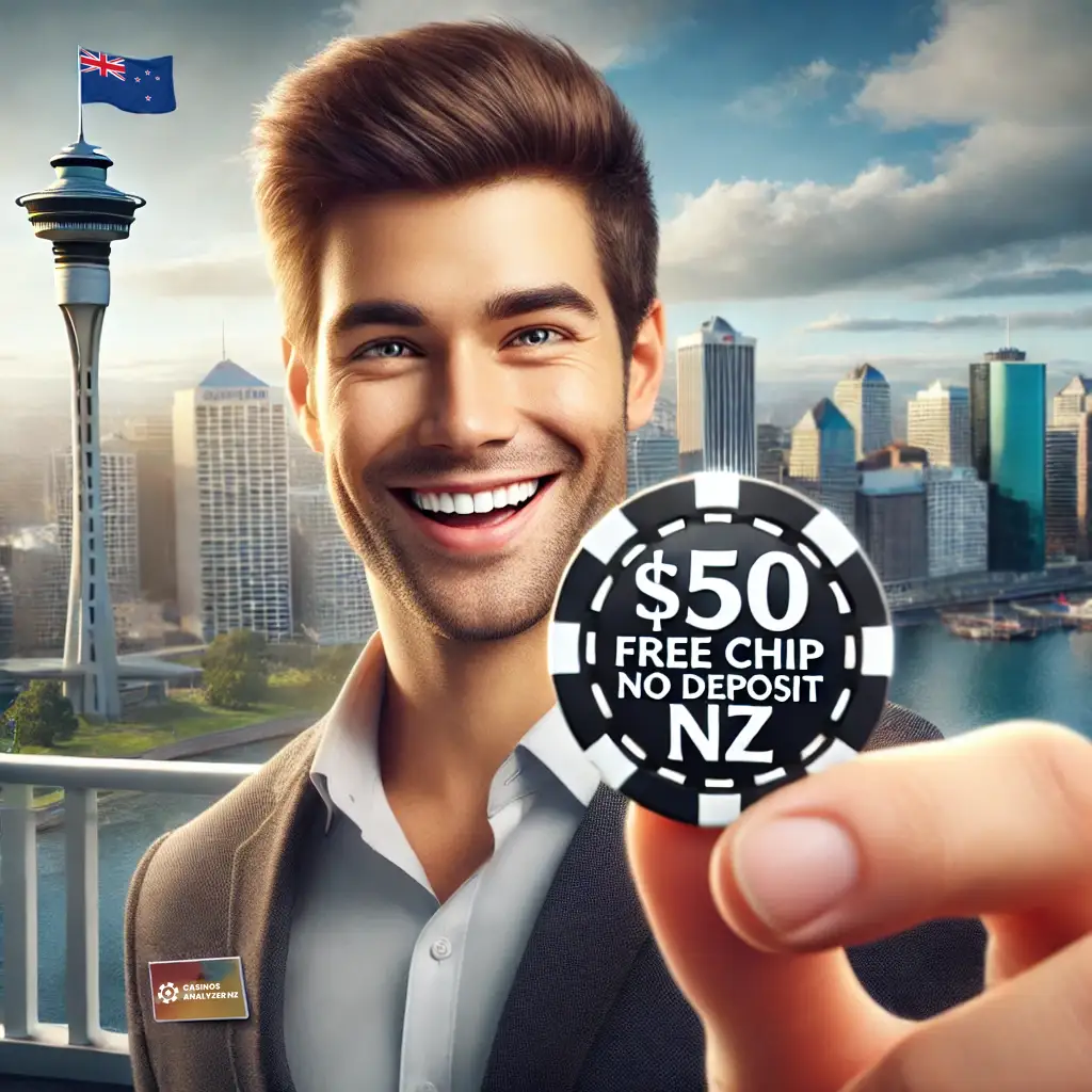 player holding chip with  Free Chip No Deposit NZ