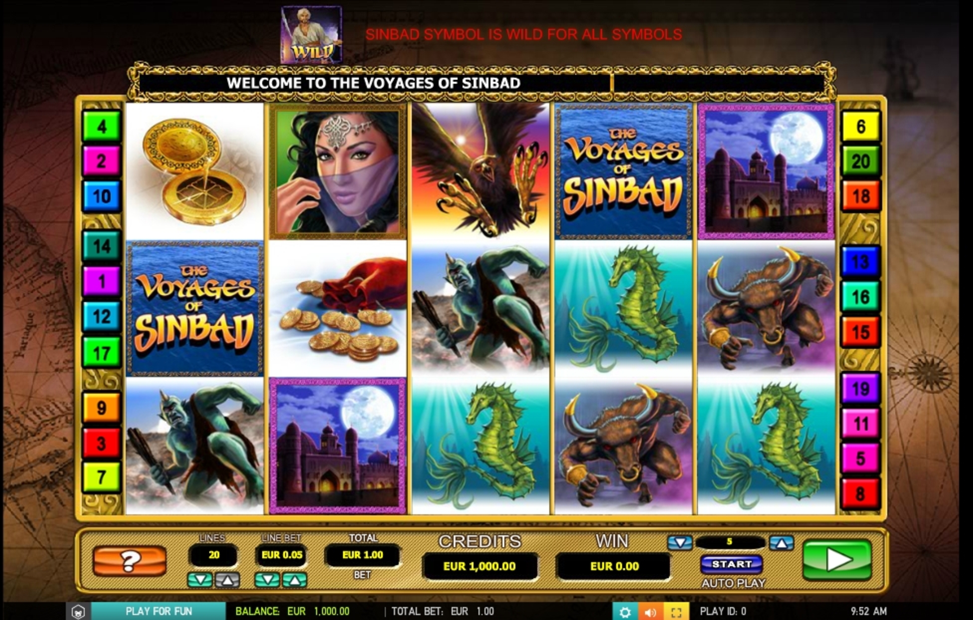 Reels in The voyages of Sinbad Slot Game by 2 By 2 Gaming