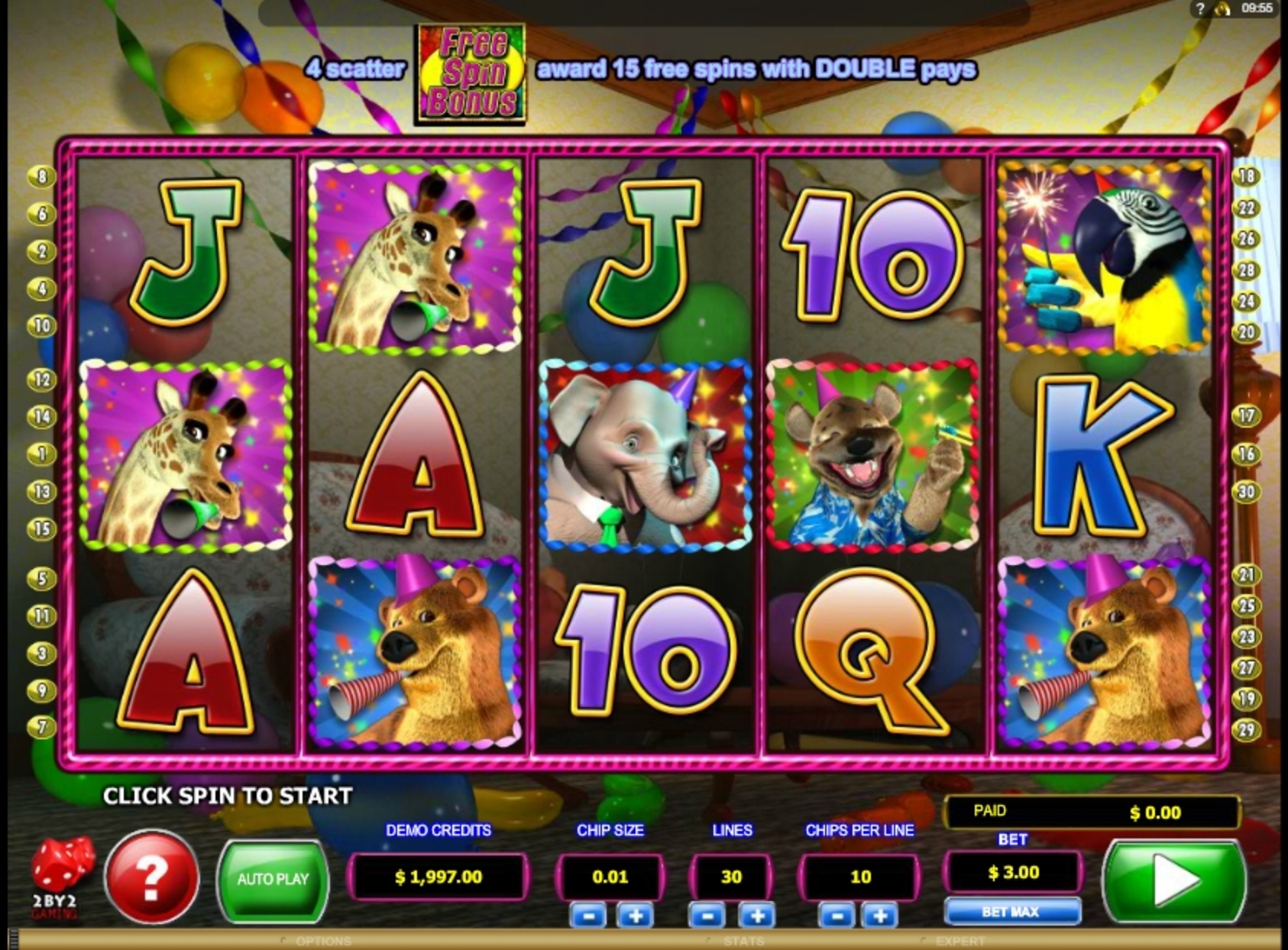 Reels in Wild Birthday Blast Slot Game by 2 By 2 Gaming