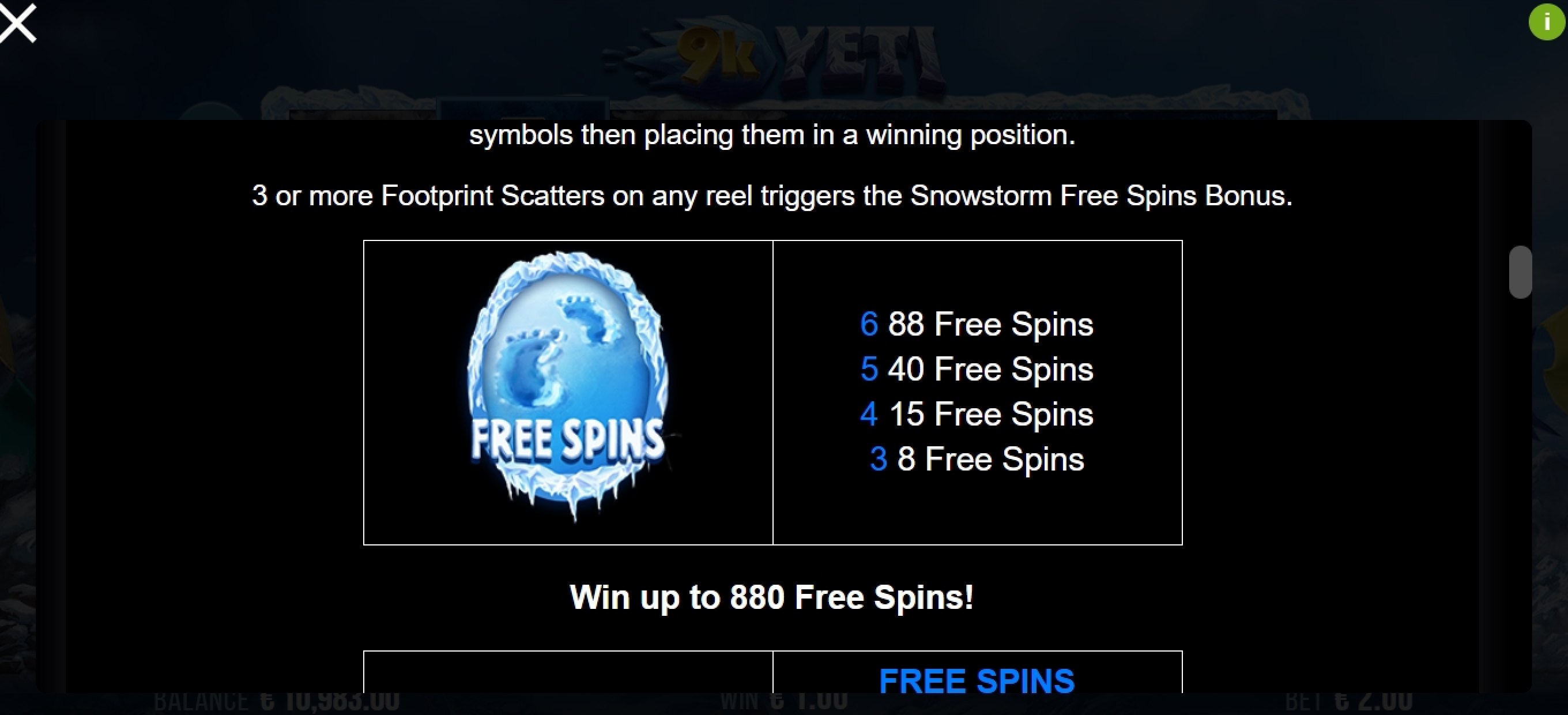 Info of 9K Yeti Slot Game by 4ThePlayer