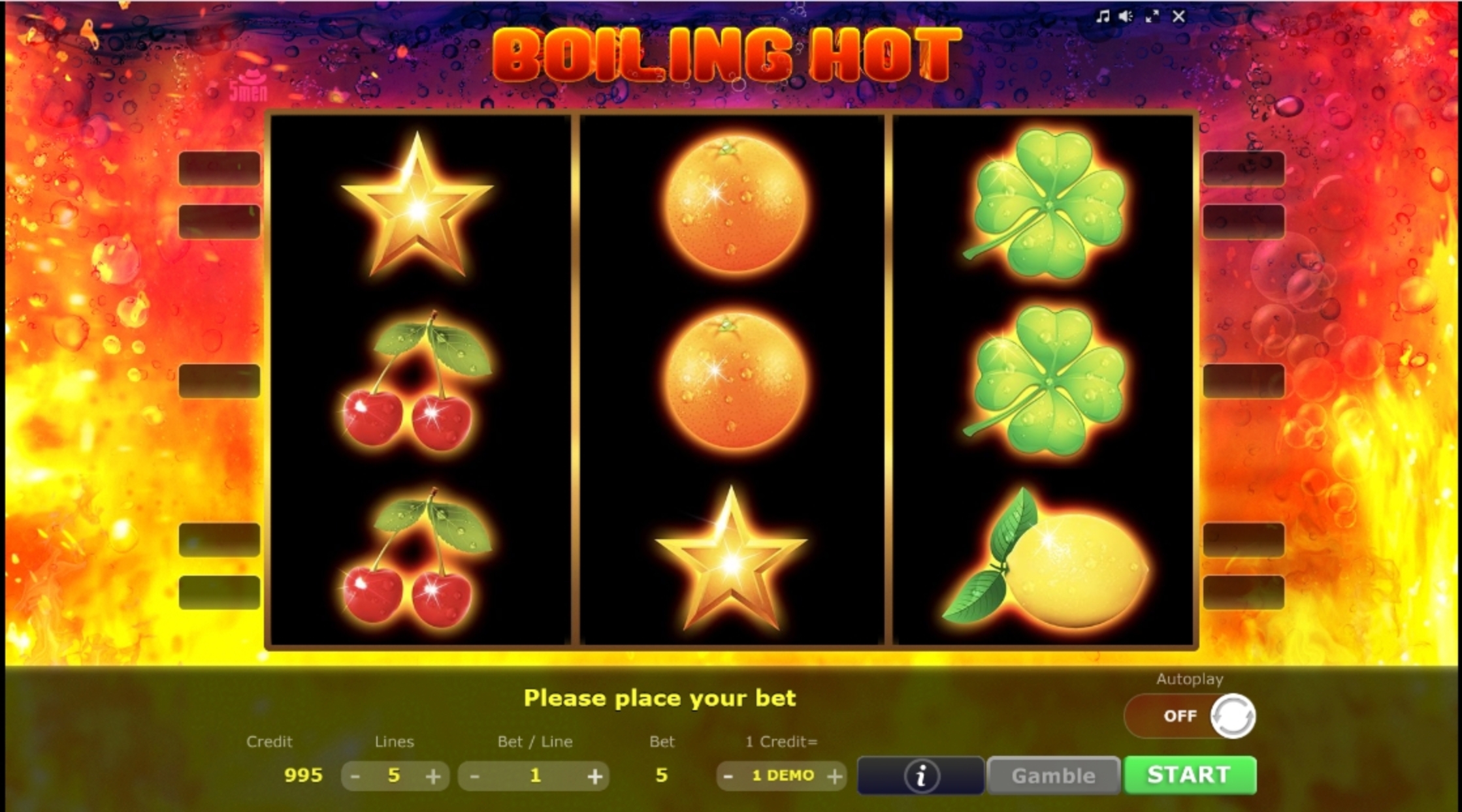 Reels in Boiling Hot Slot Game by Five Men Games