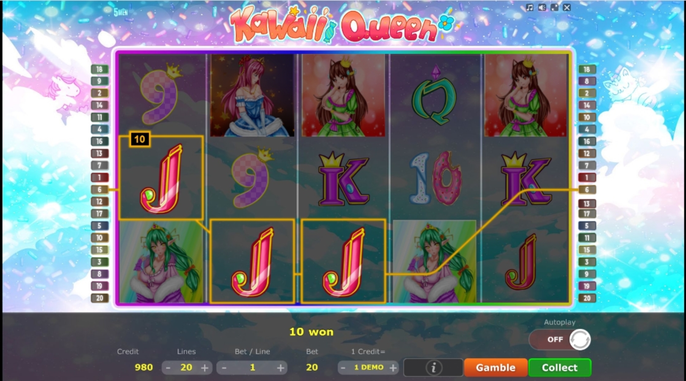 Win Money in Kawaii Queen Free Slot Game by Five Men Games