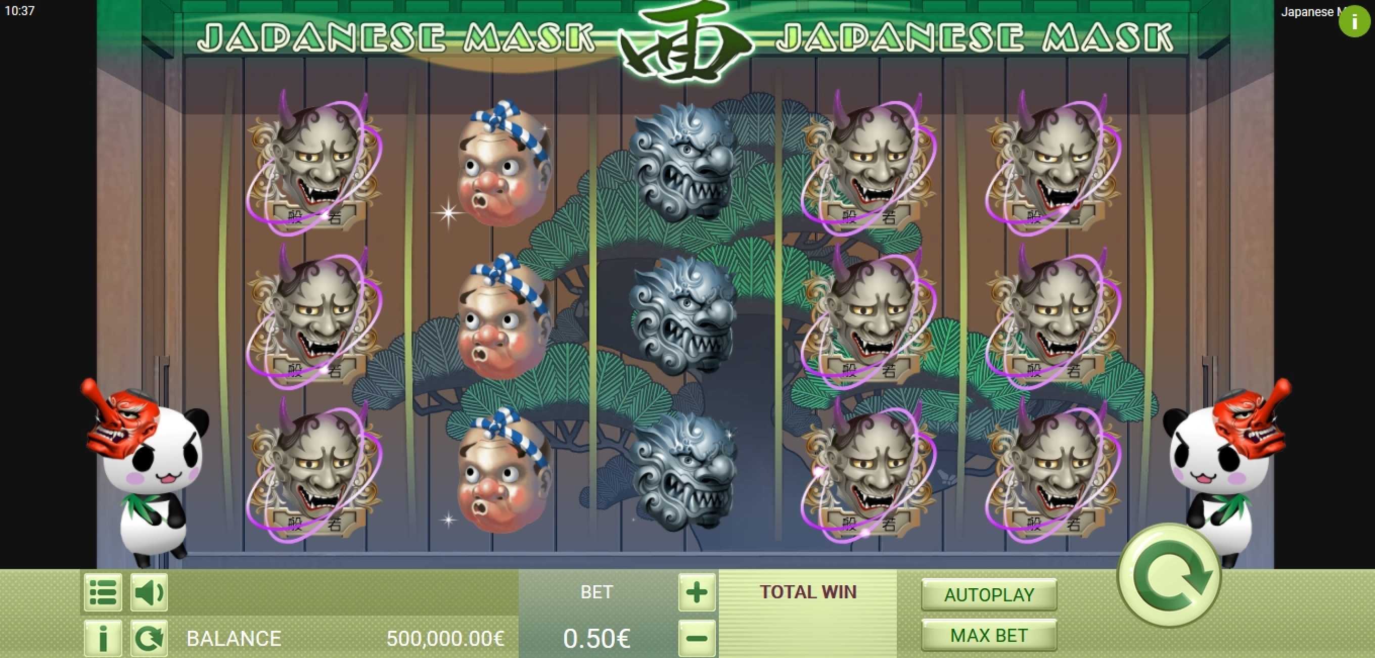 Reels in Japanese Mask Slot Game by Gamatron