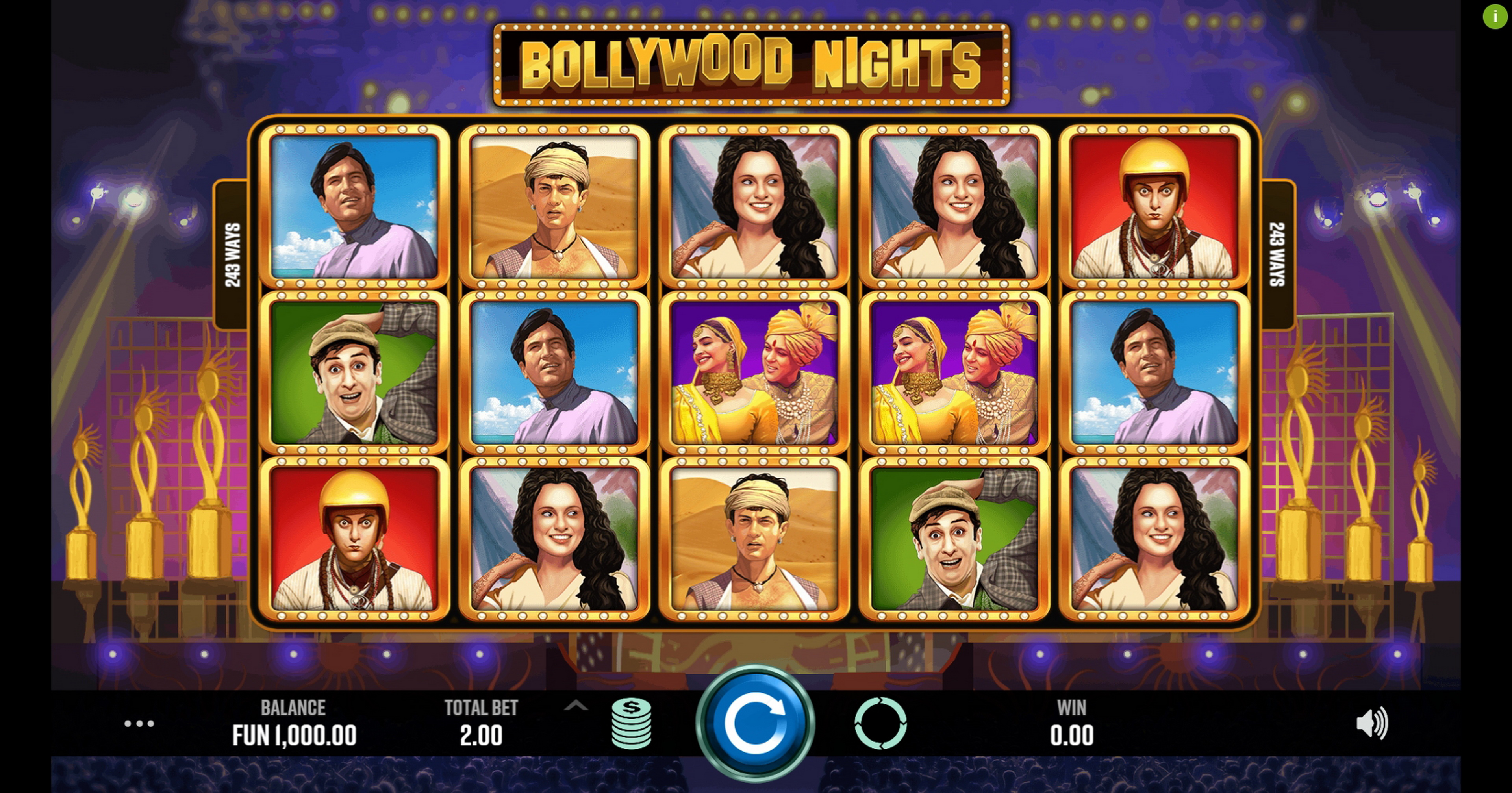 Reels in Bollywood Nights Slot Game by Indi Slots