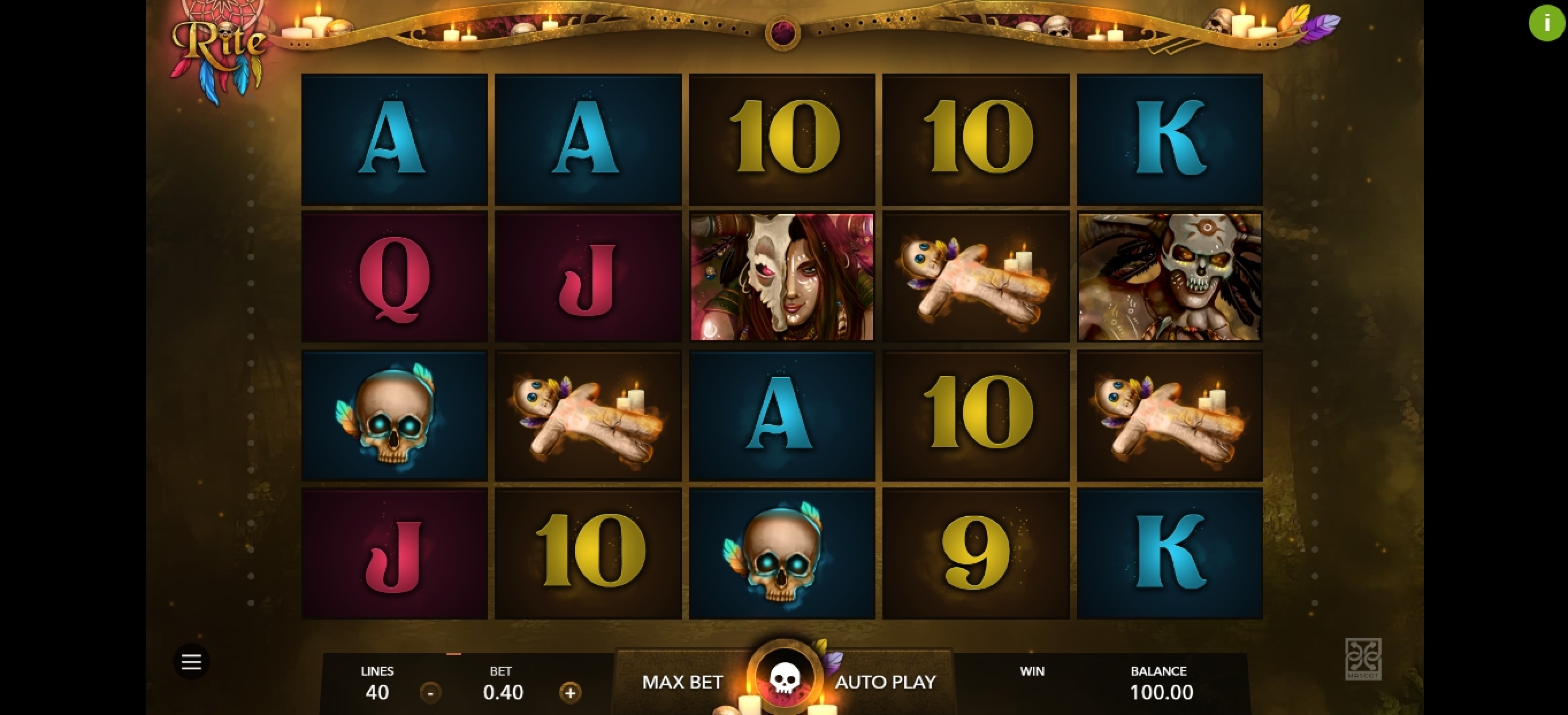 Reels in The Rite Slot Game by Mascot Gaming