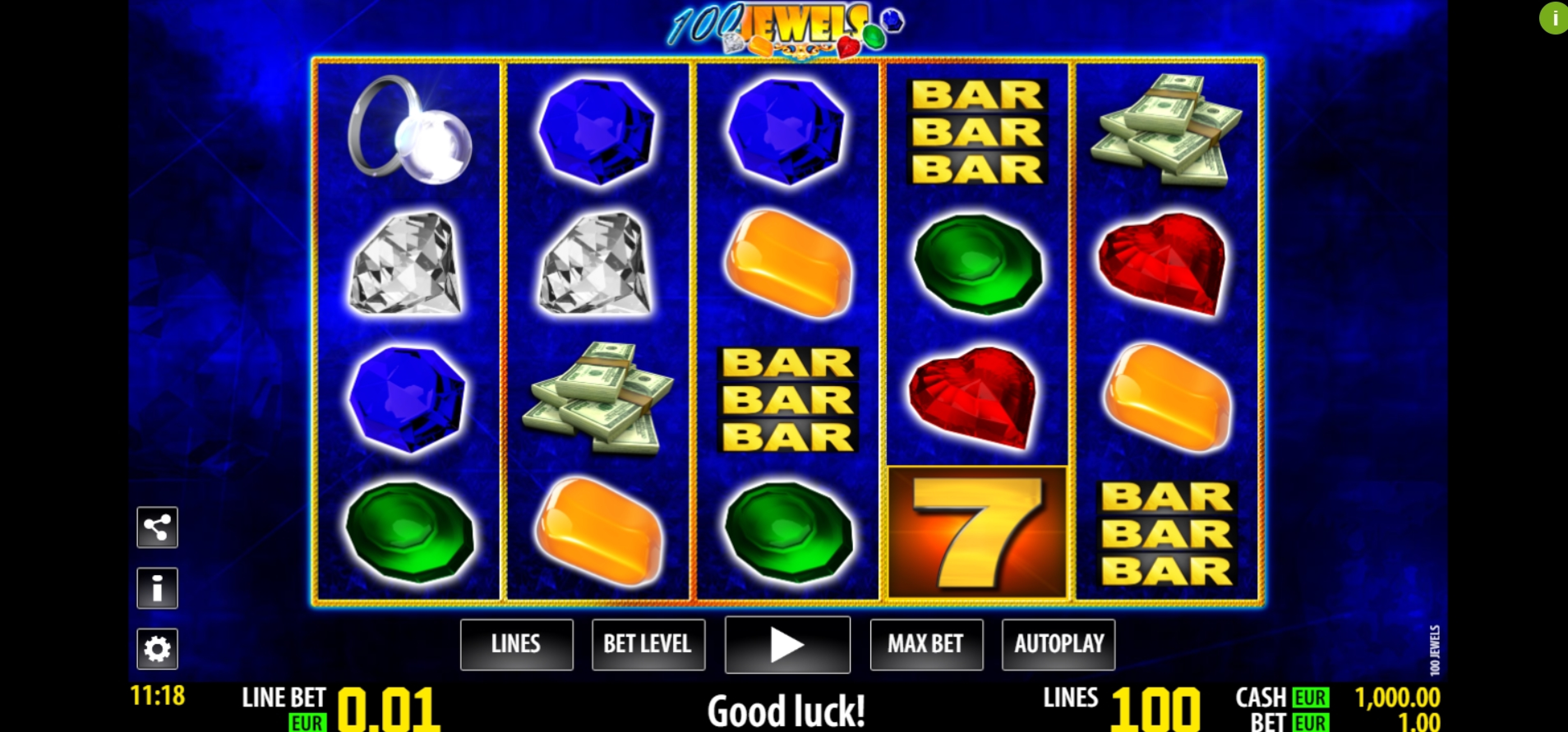 Reels in 100 Jewels Slot Game by Nazionale Elettronica