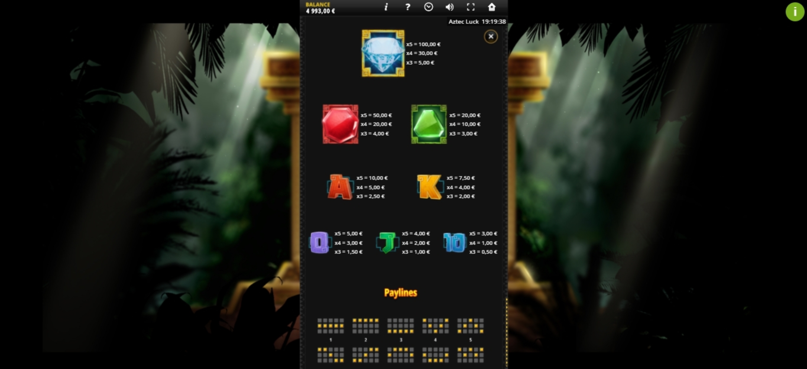 Info of Aztec Luck Slot Game by Silverback Gaming