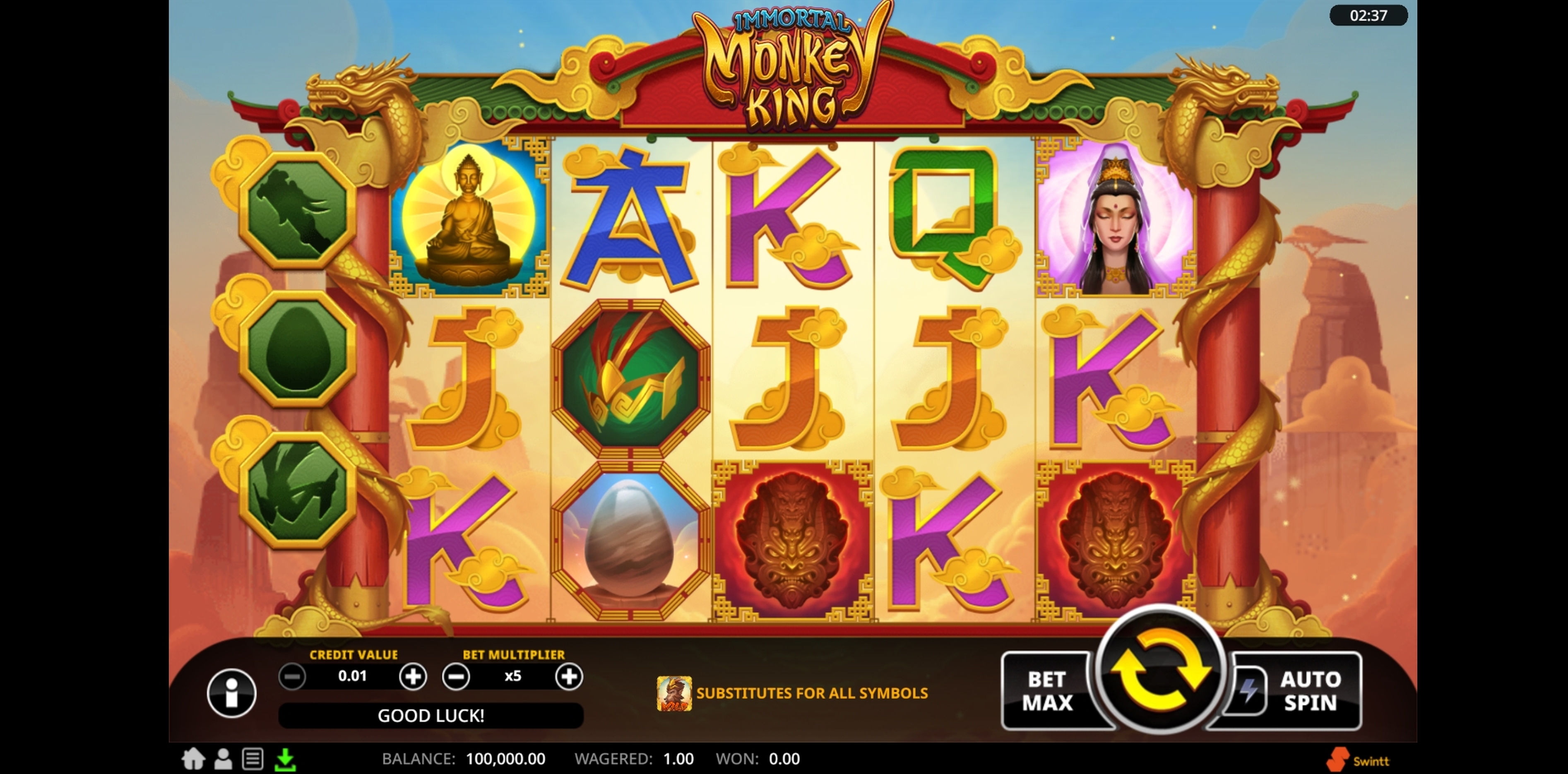 Reels in Immortal Monkey King Slot Game by Swintt