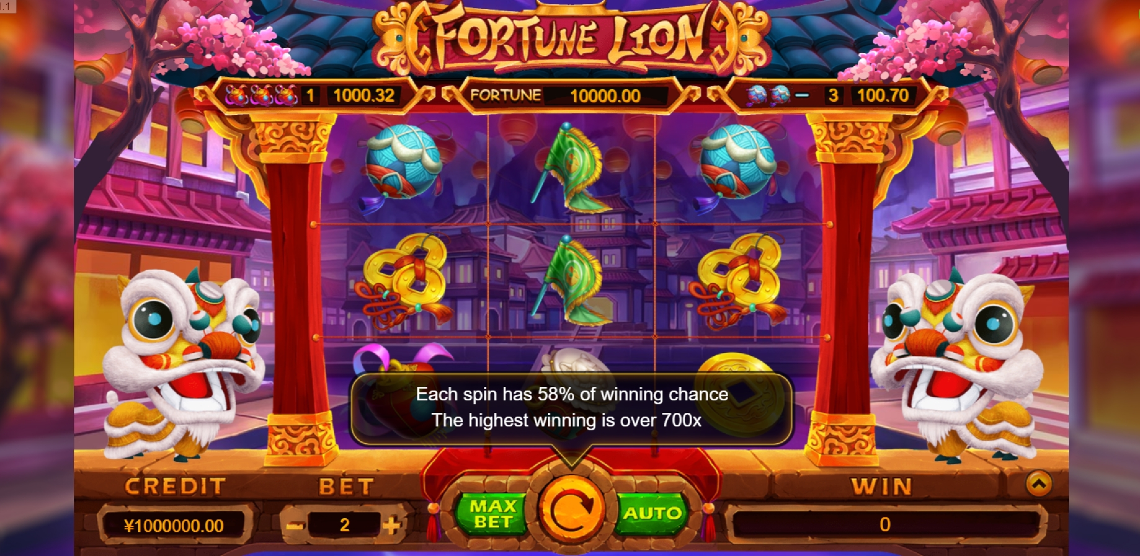 Reels in Fortune Lion Slot Game by TIDY