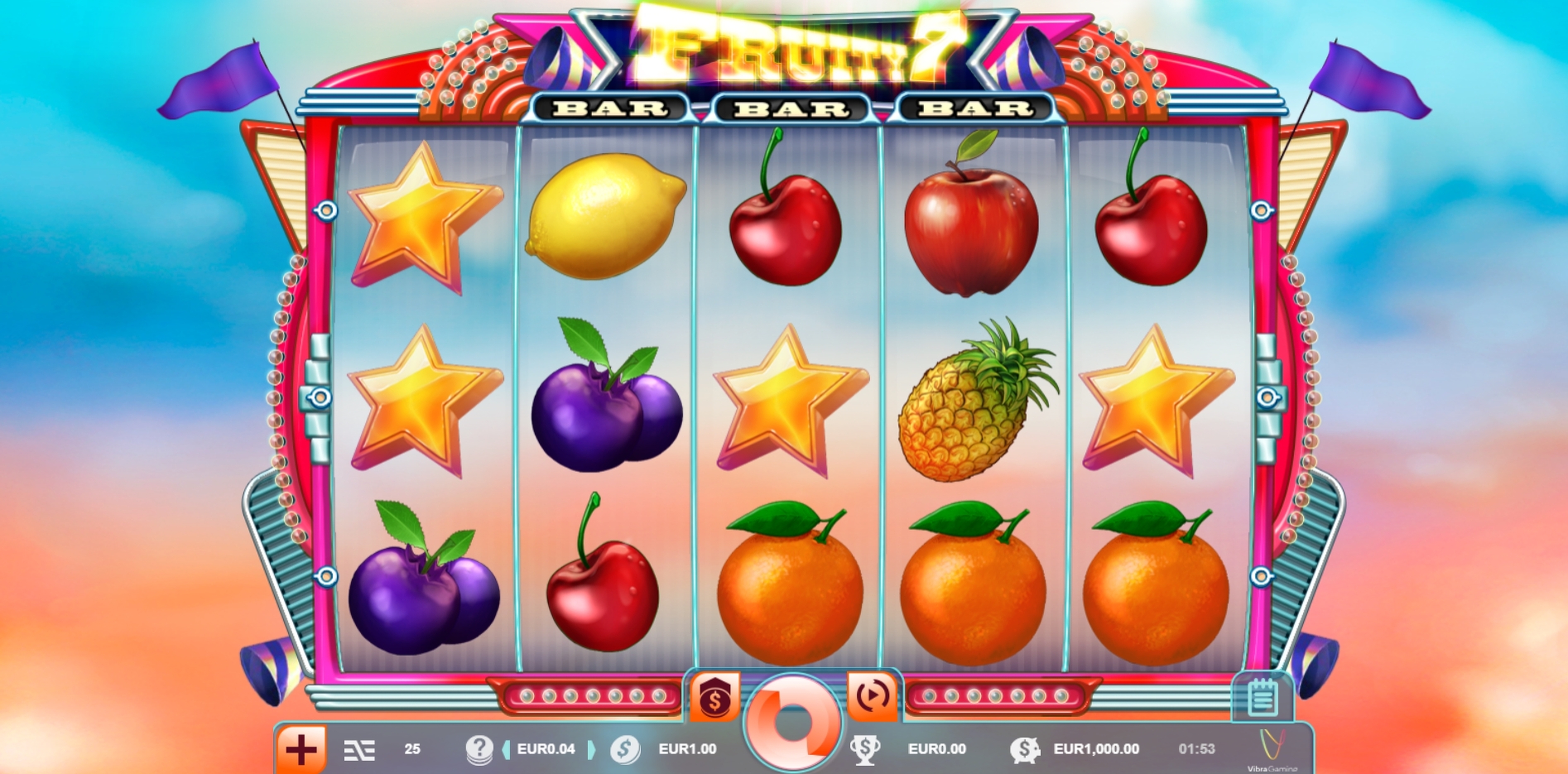 Reels in Fruity 7 Slot Game by Vibra Gaming