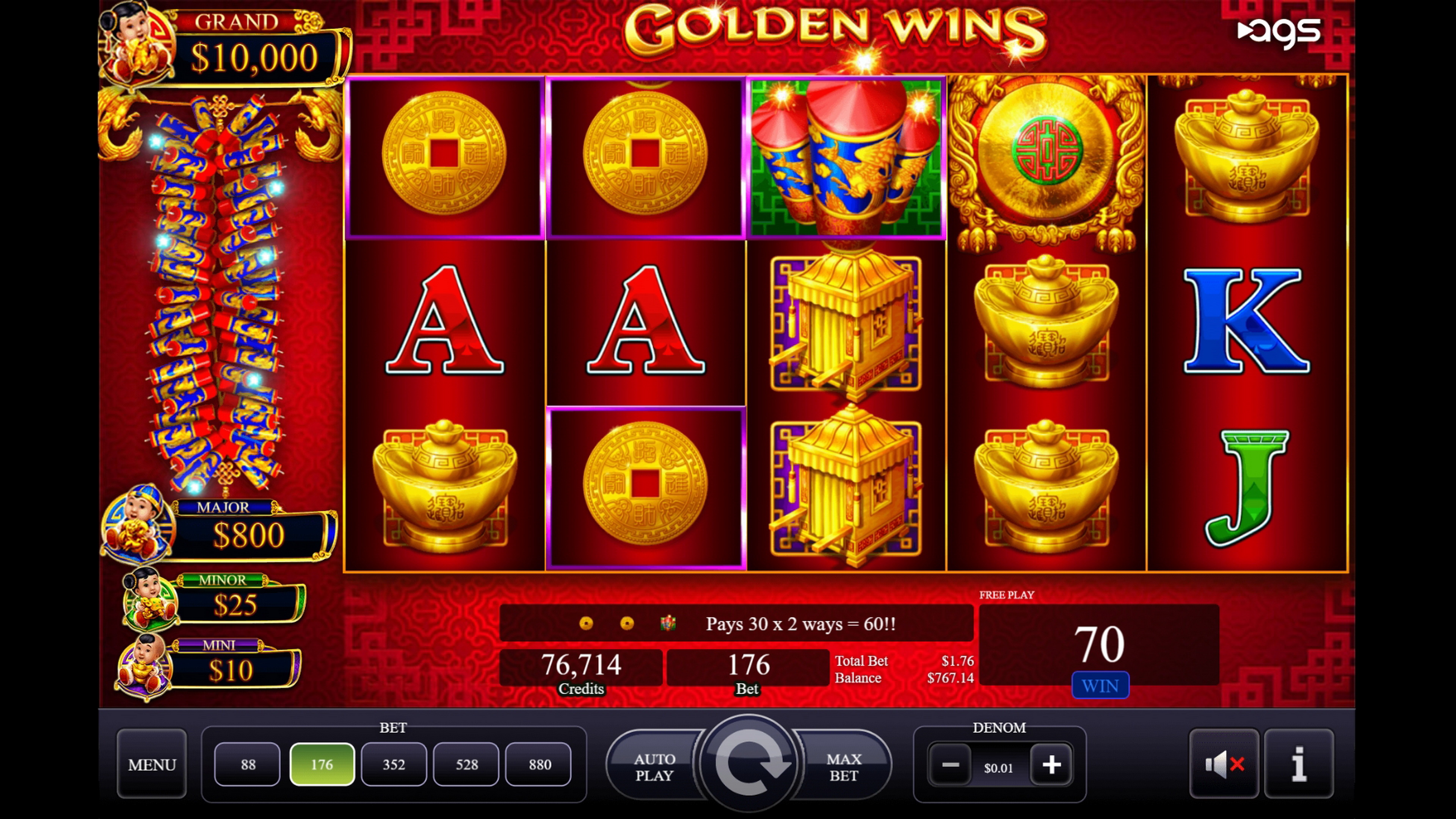 Win Money in Golden Wins Free Slot Game by AGS