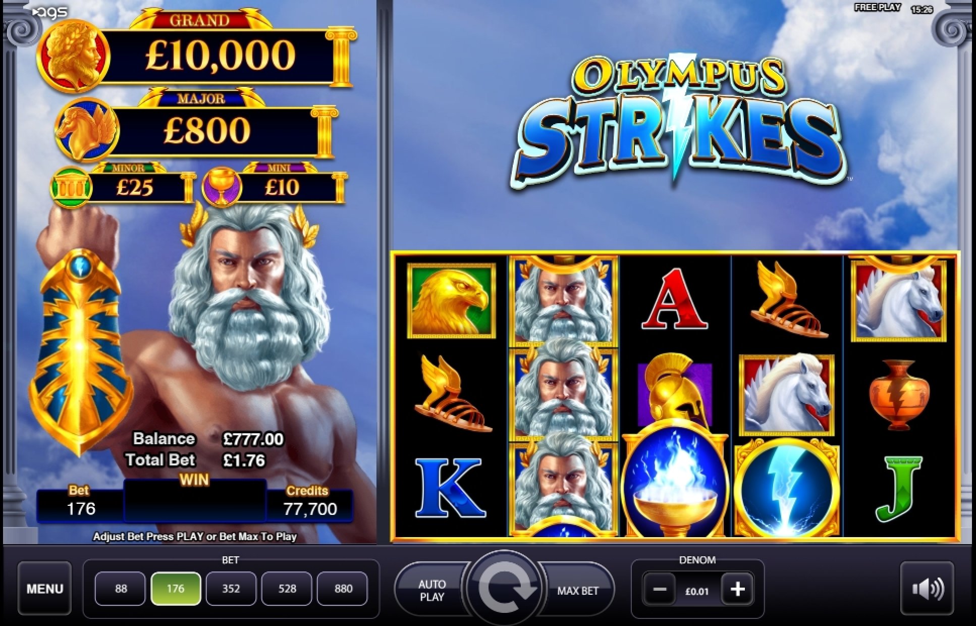 Reels in Olympus Strikes Slot Game by AGS
