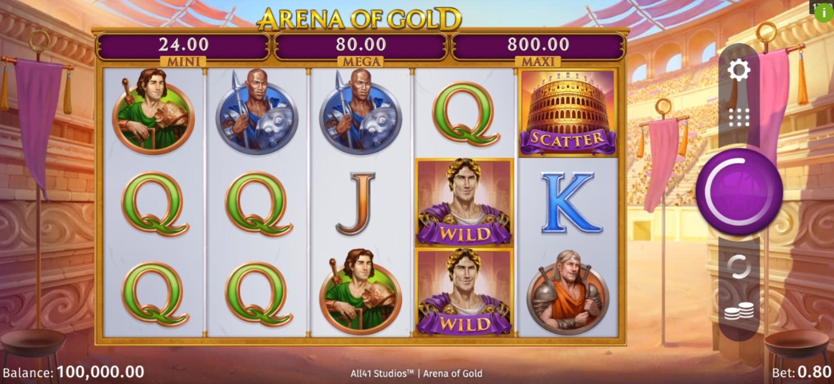 Reels in Arena of Gold Slot Game by All41 Studios