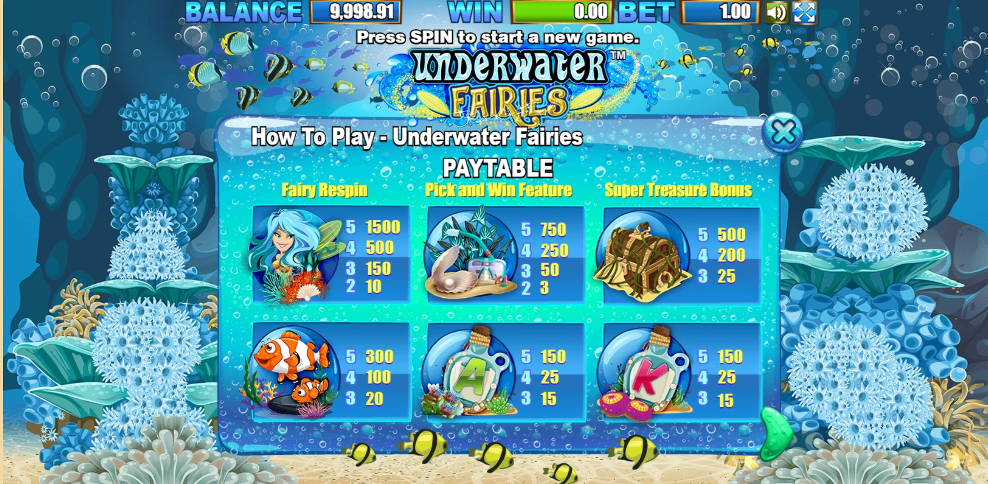 Info of Underwater Fairies Slot Game by Allbet Gaming