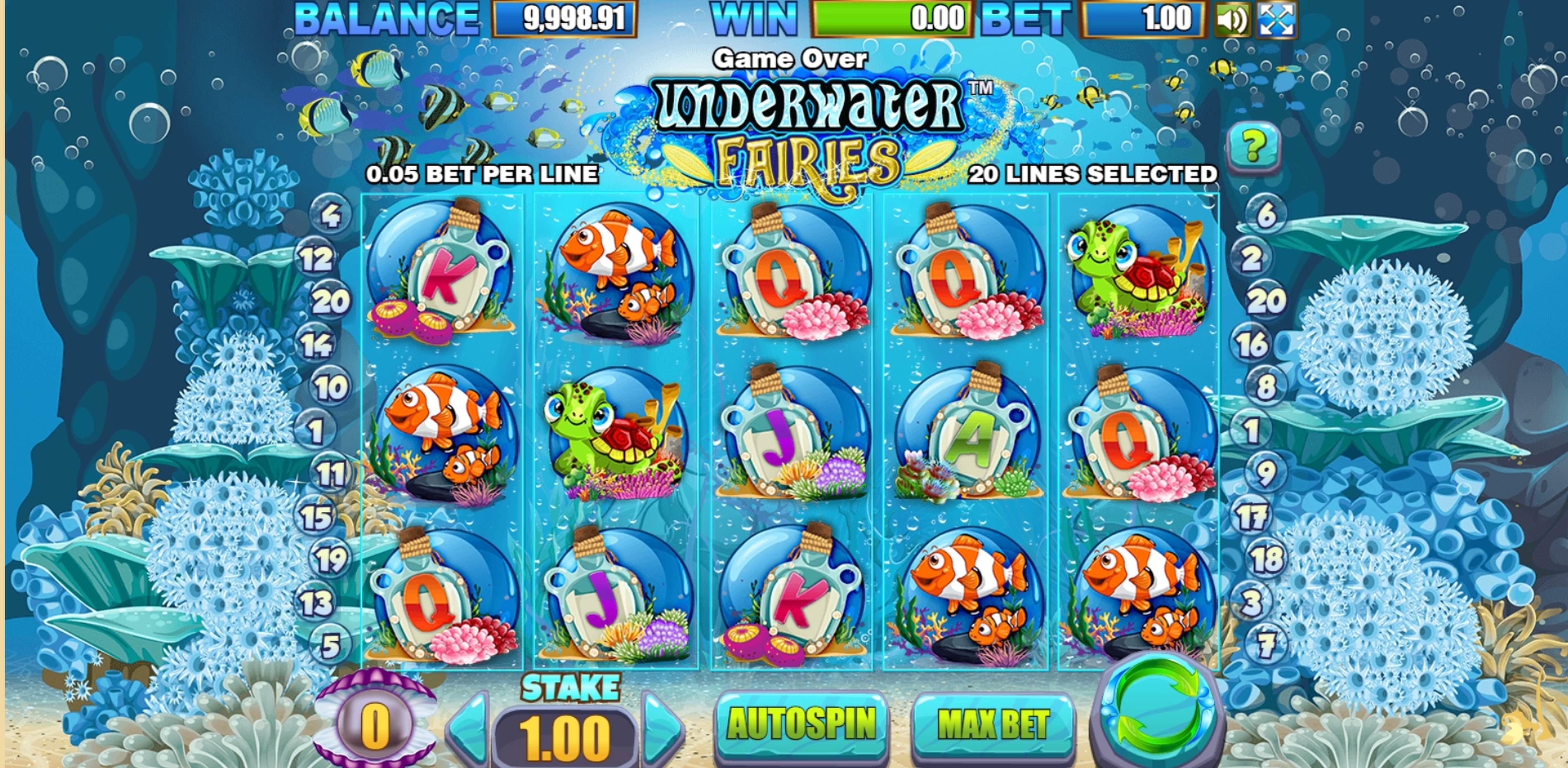 Reels in Underwater Fairies Slot Game by Allbet Gaming