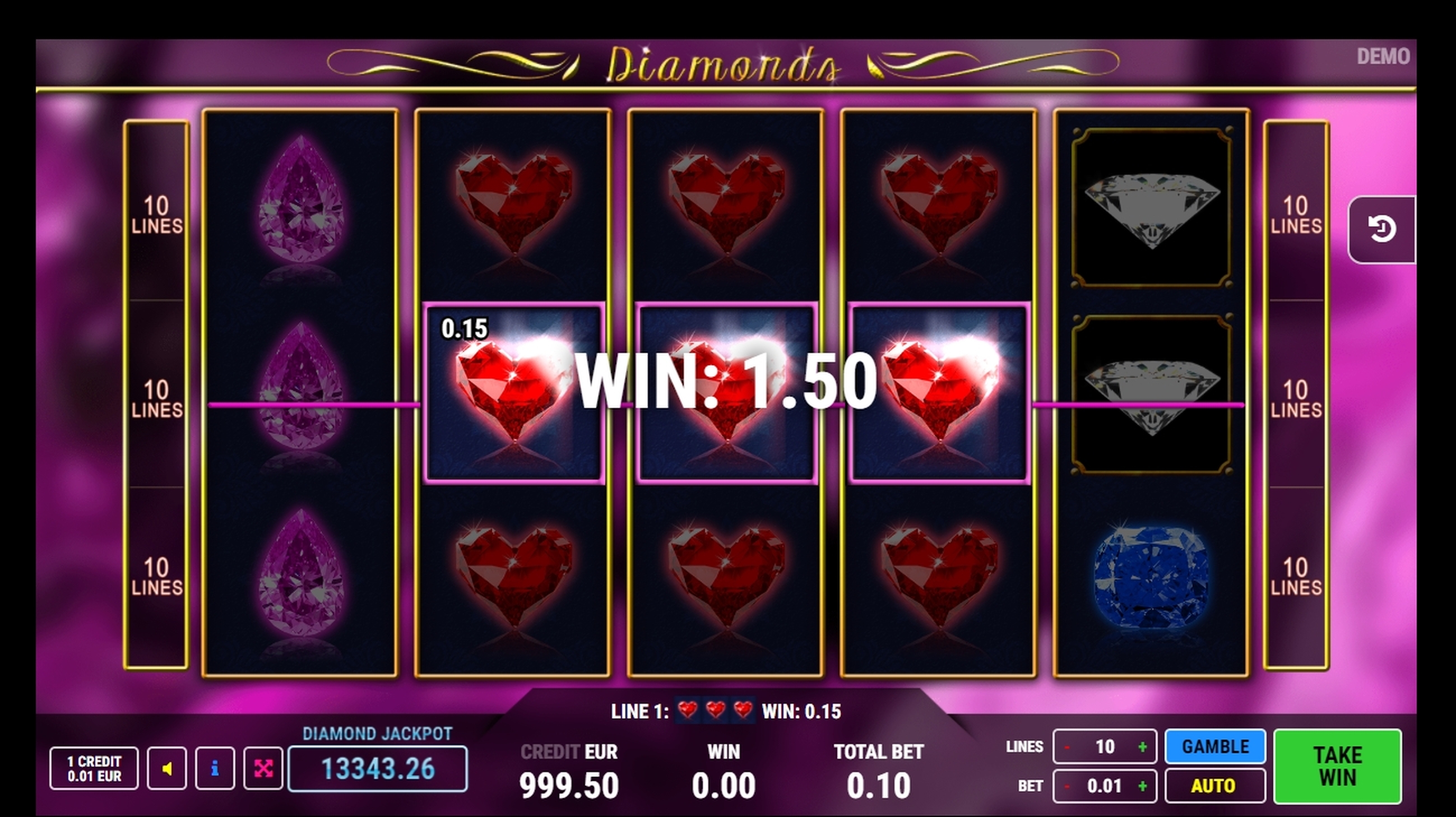 Win Money in Diamonds Free Slot Game by AlteaGaming