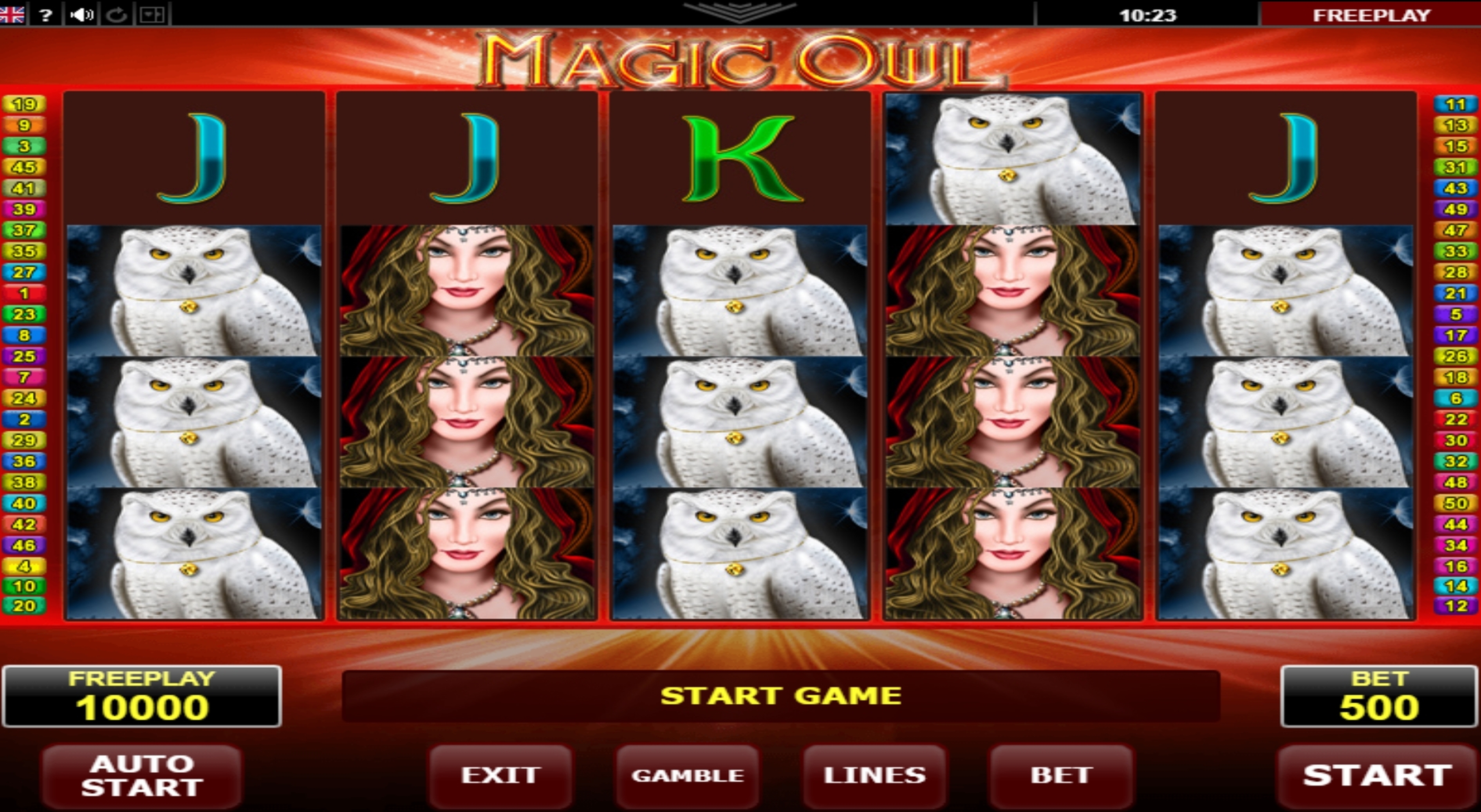 Reels in Magic Owl Slot Game by Amatic Industries