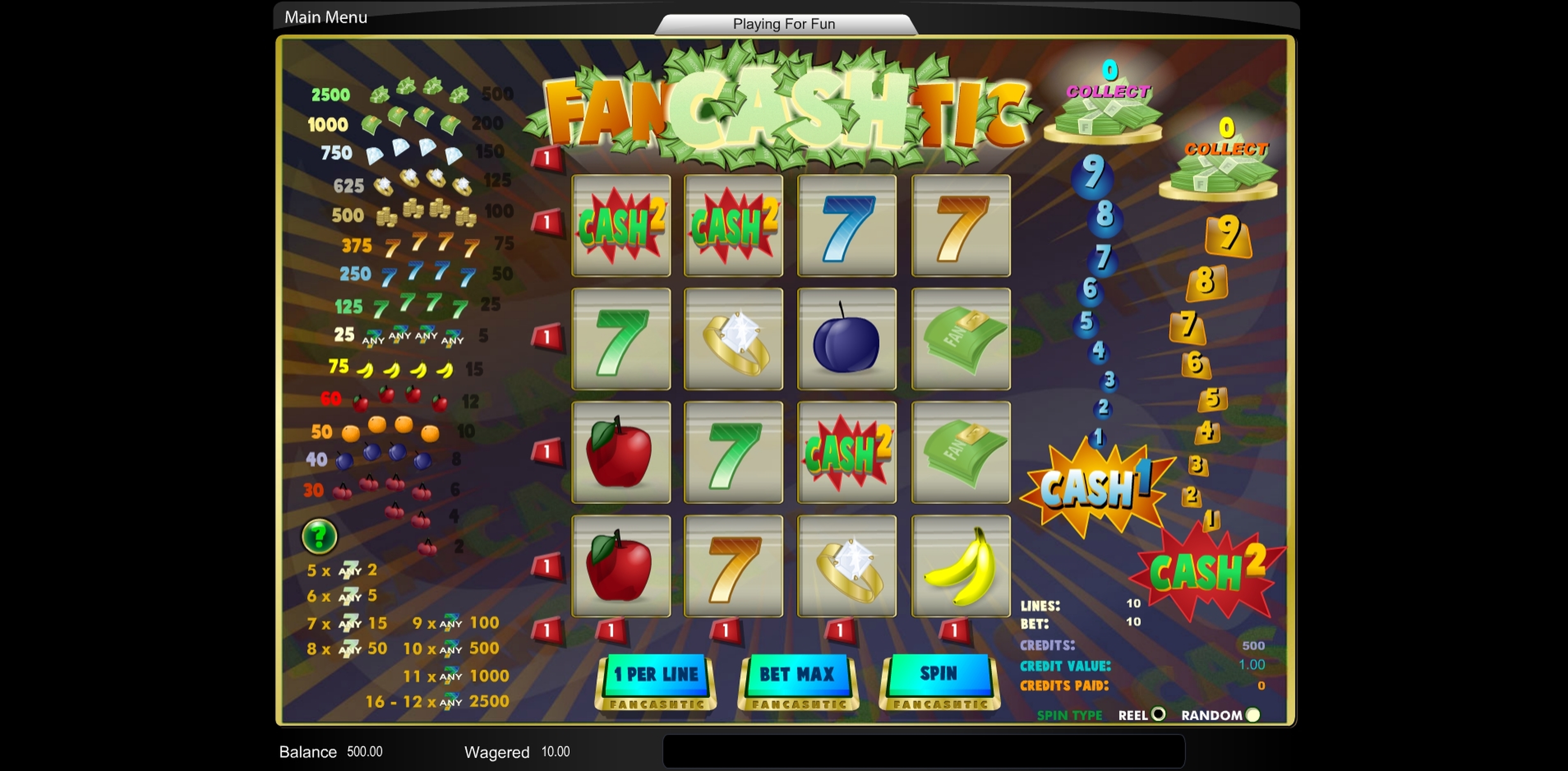 Reels in FanCashtic Slot Game by Amaya
