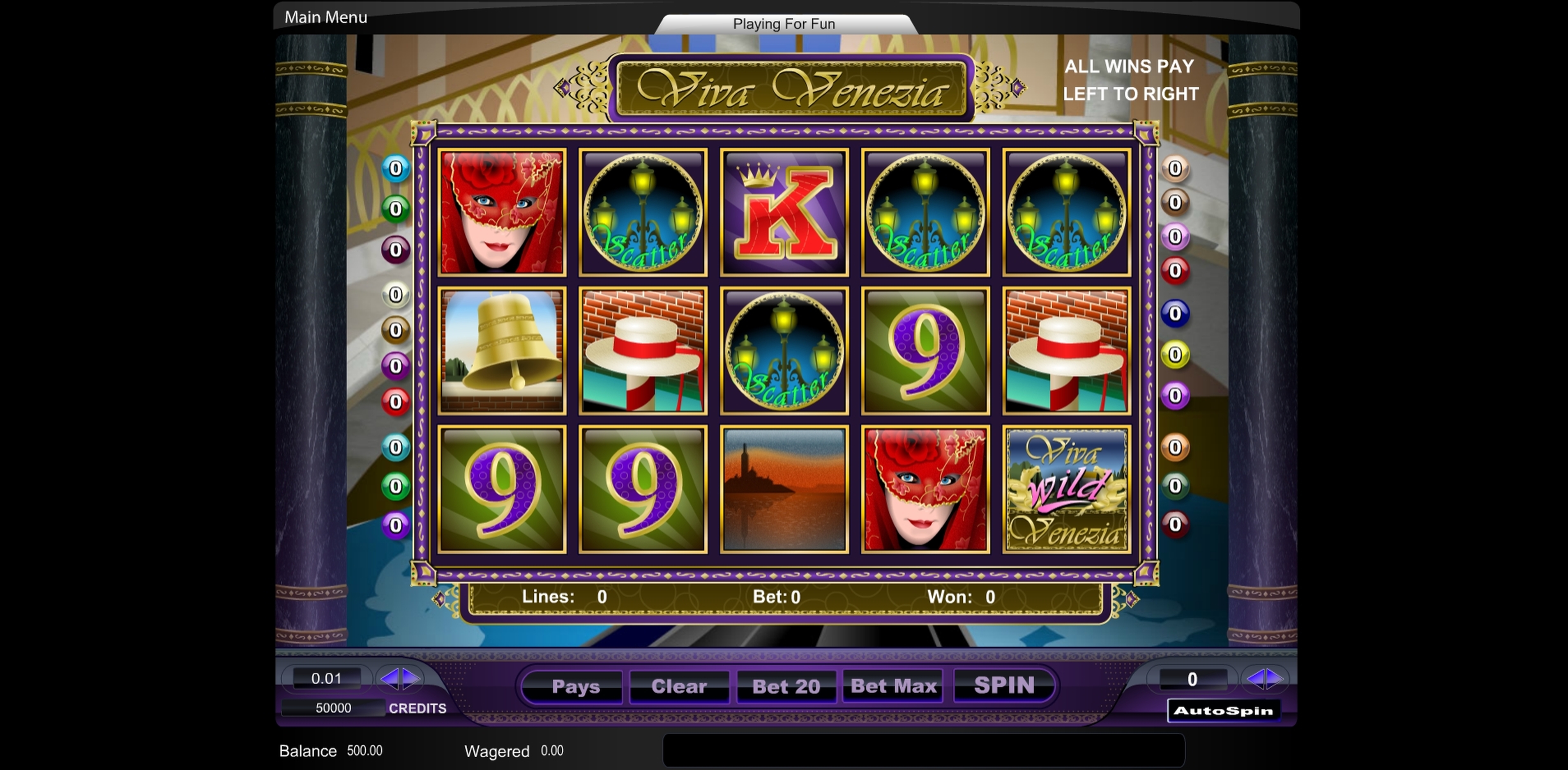 Reels in Viva Venezia Slot Game by Amaya