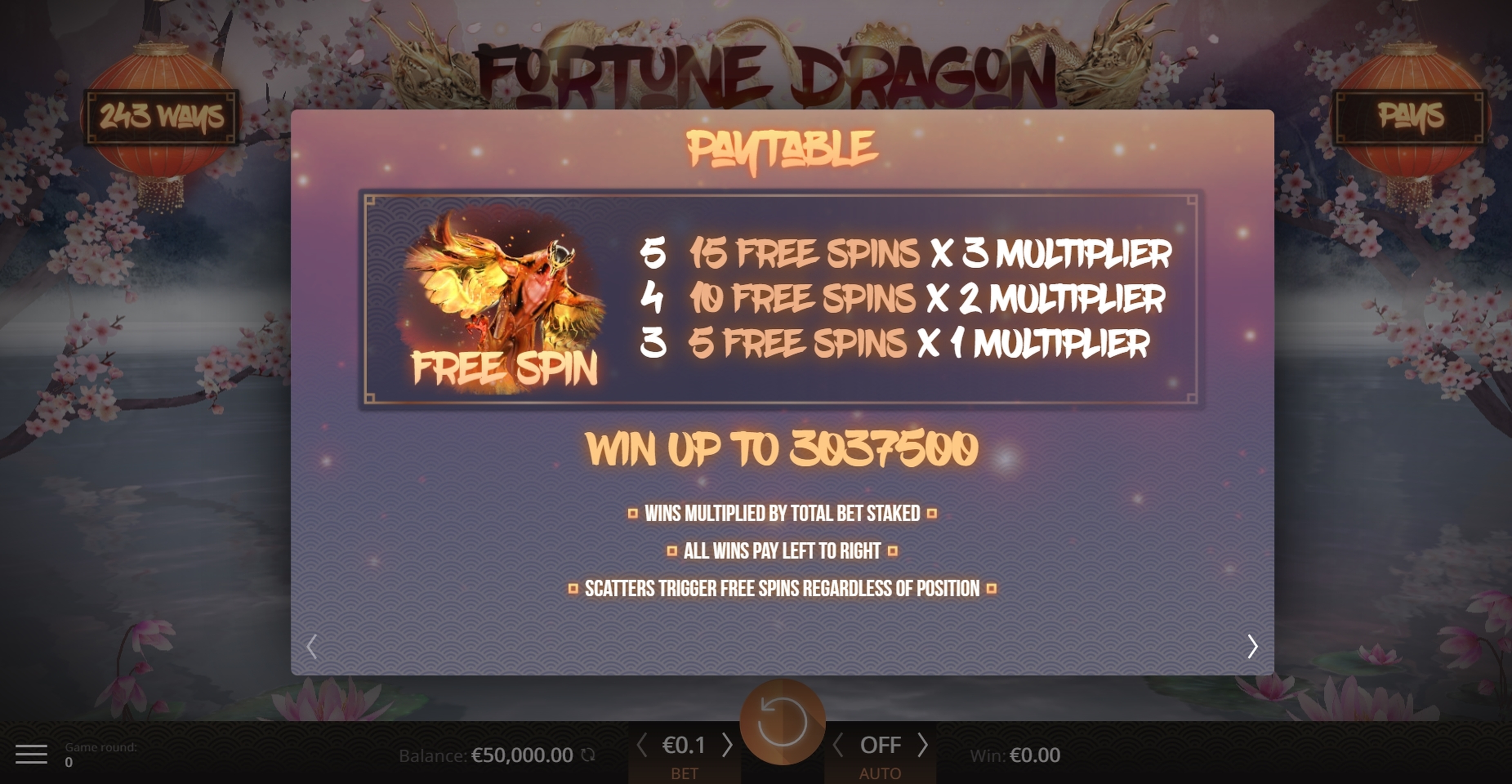 Info of Fortune Dragon Slot Game by Amazing Gaming