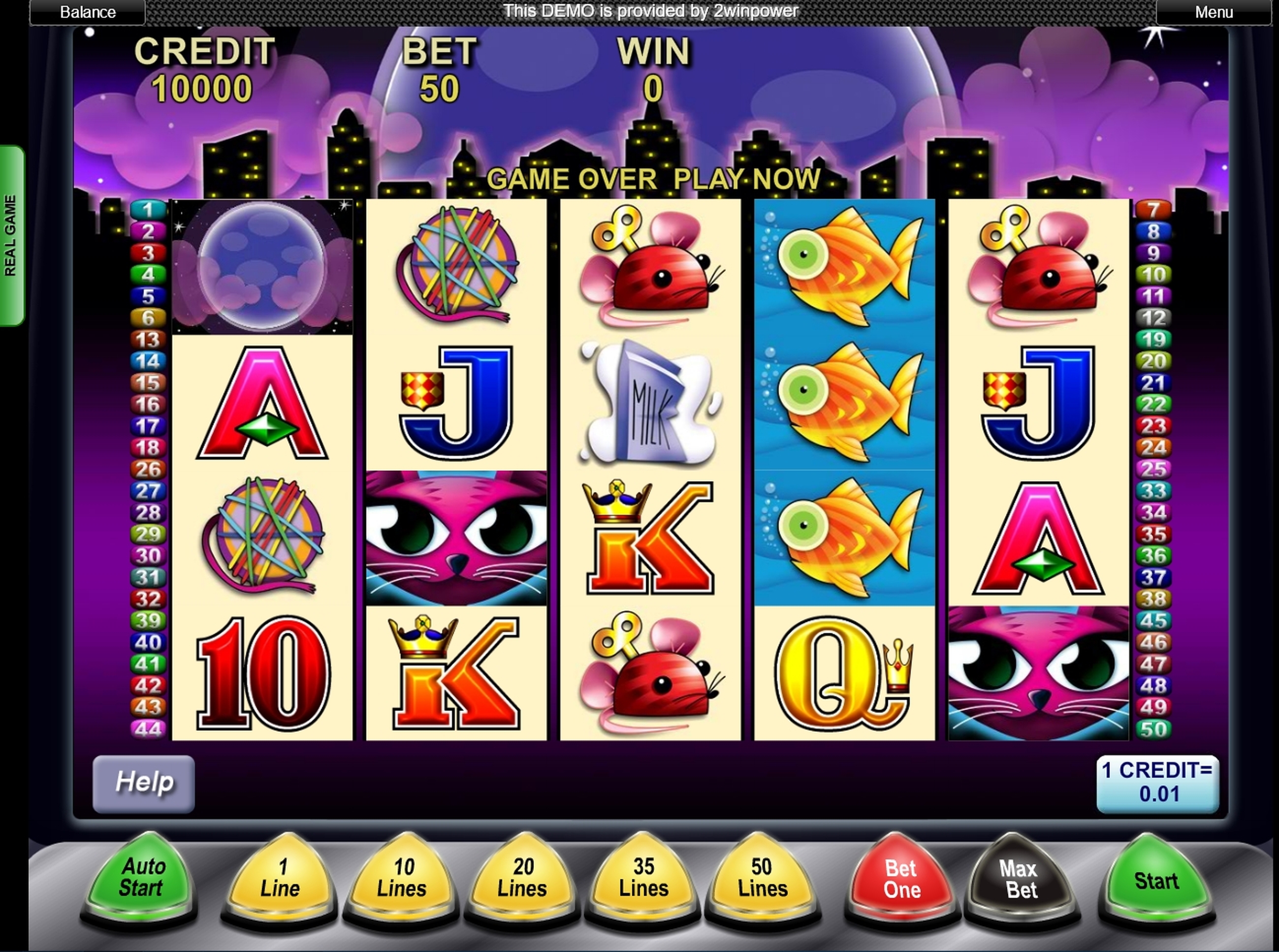 Reels in Miss Kitty Slot Game by Aristocrat