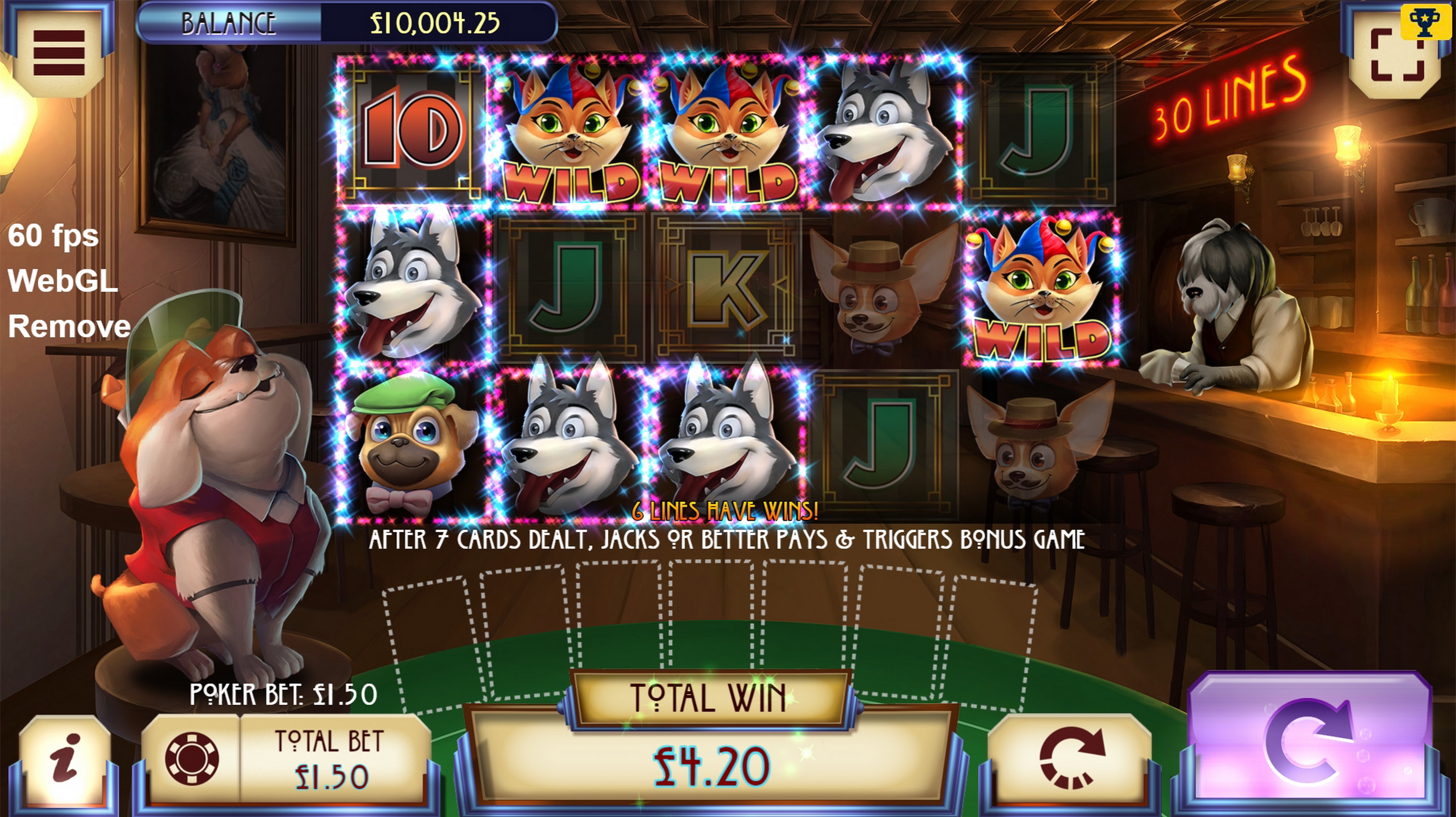 Win Money in Poker Dogs Free Slot Game by Asylum Labs