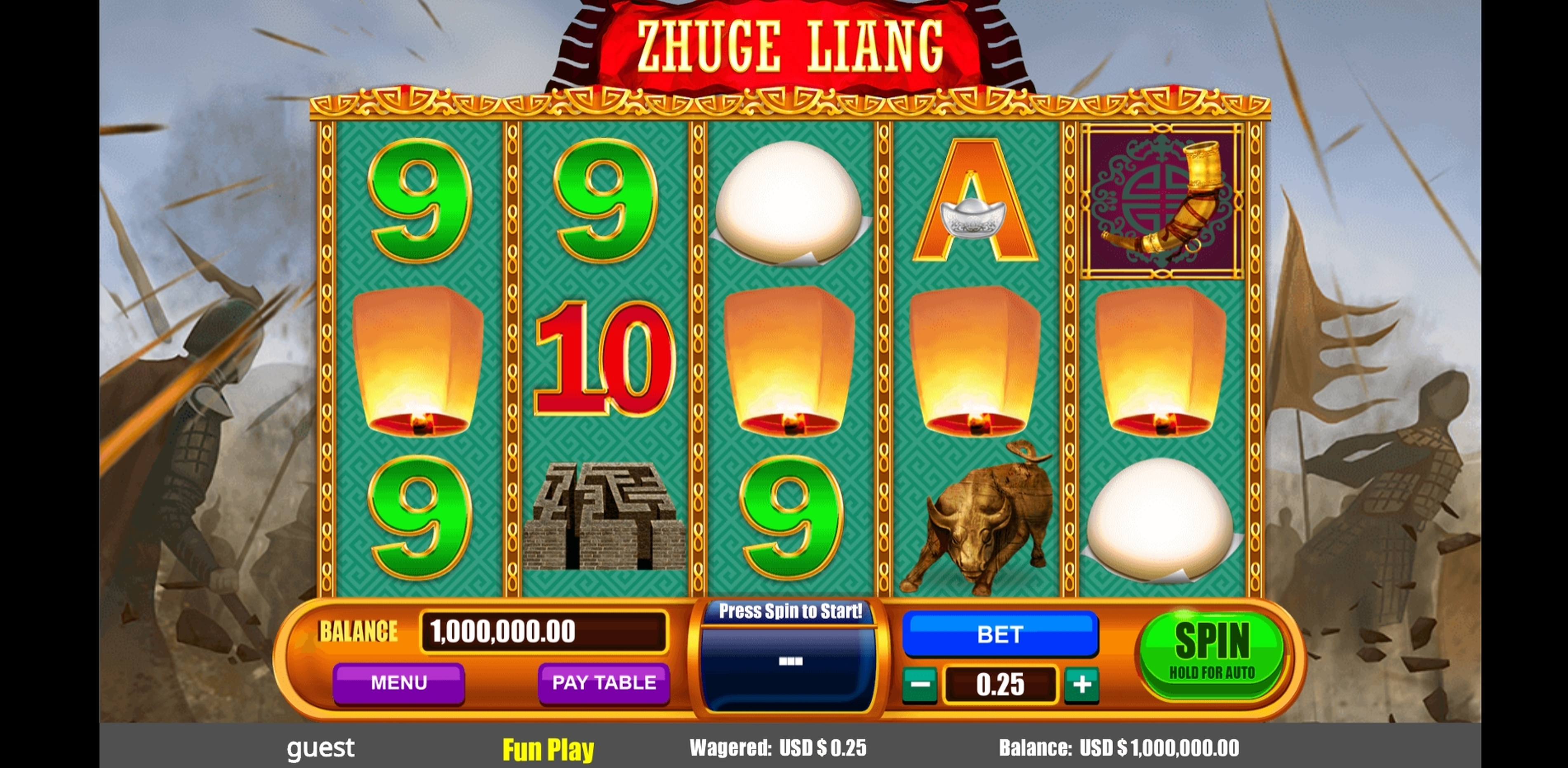 Reels in Zhuge Liang Slot Game by August Gaming