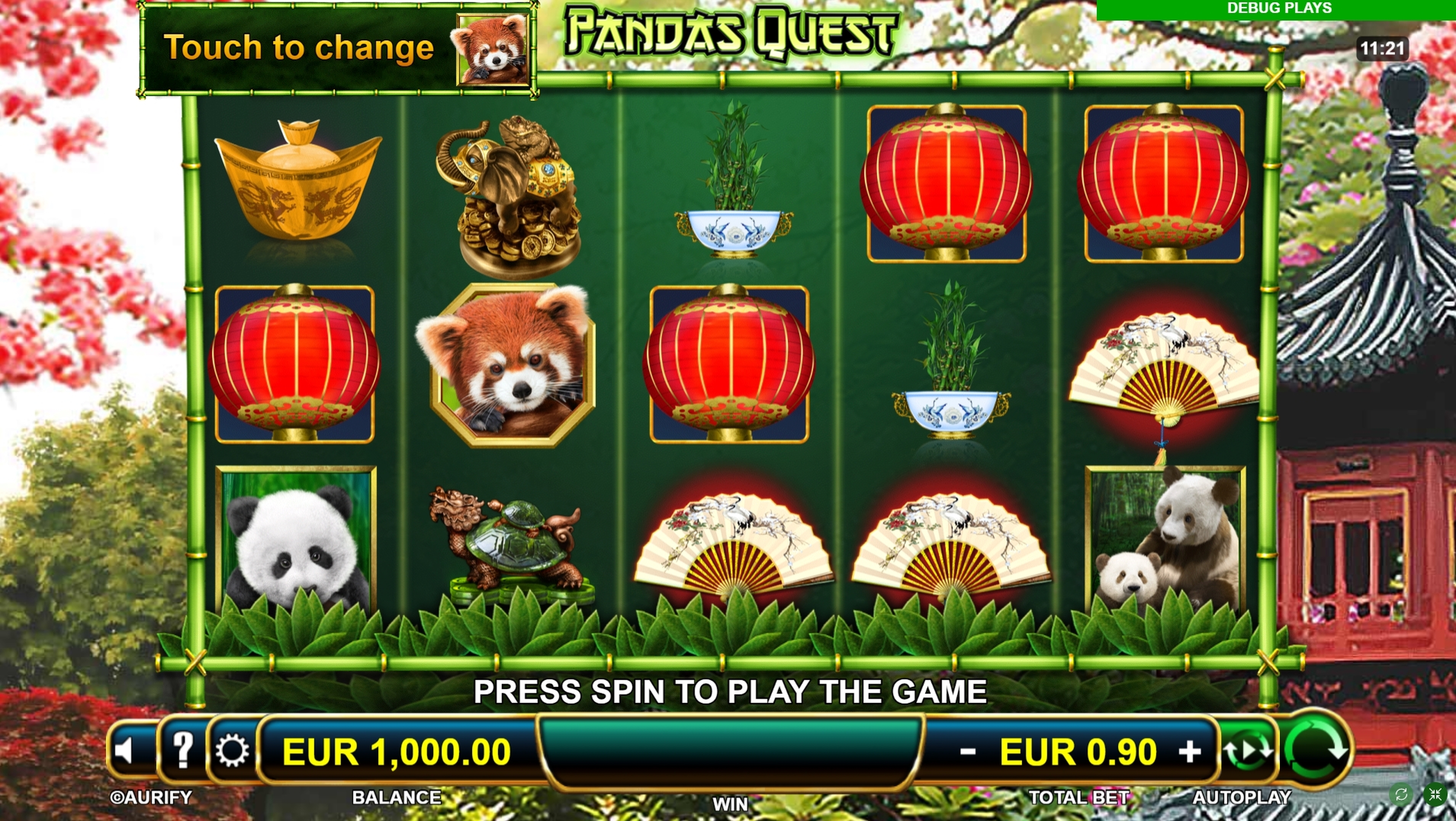 Reels in Pandas Quest Slot Game by Aurify Gaming