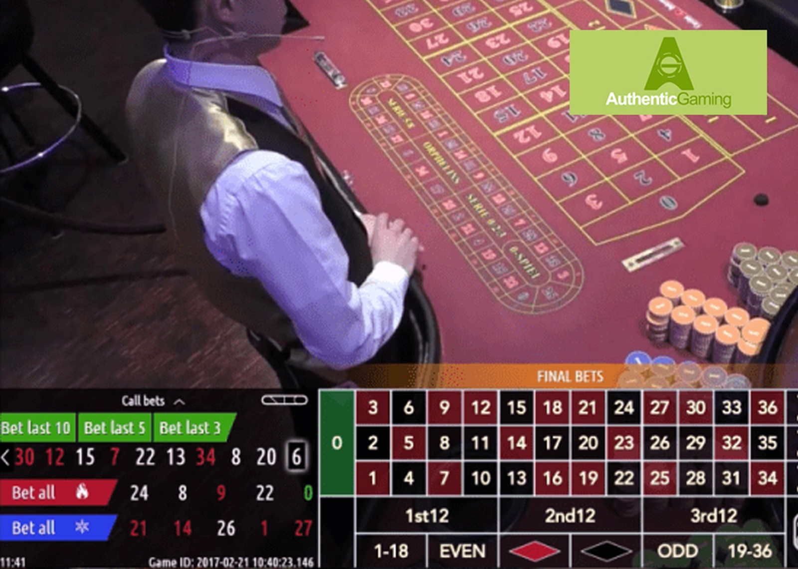 The Roulette Platinum Live Casino Online Slot Demo Game by Authentic Gaming