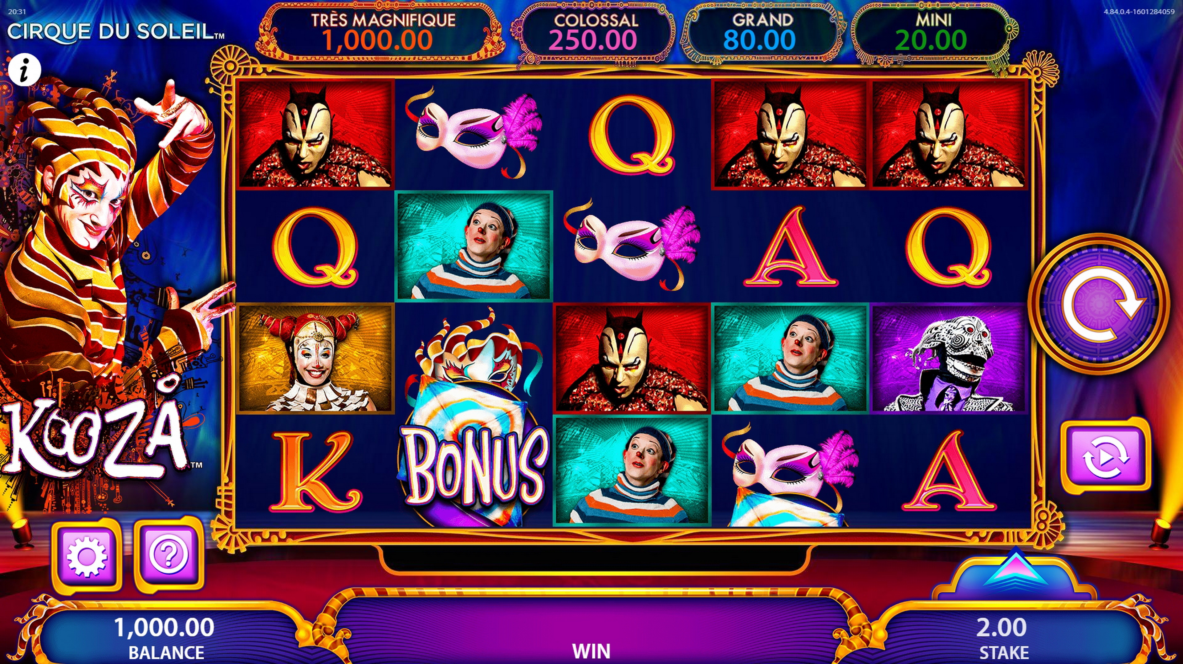 Reels in Cirque Du Soleil Kooza Slot Game by Bally Technologies