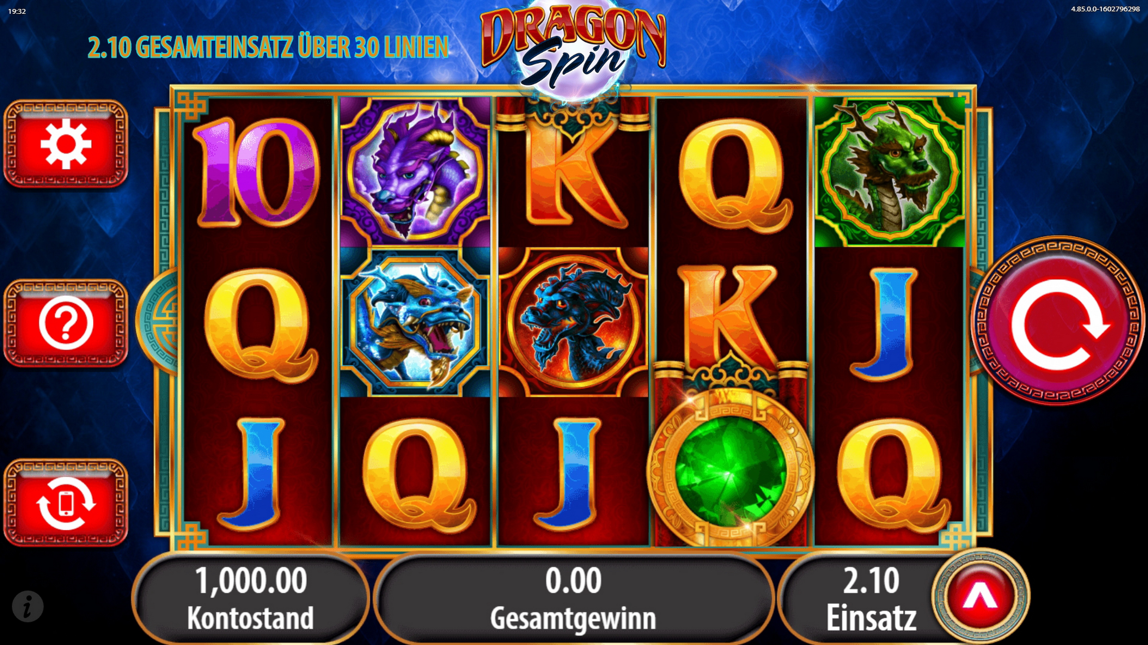 Reels in Dragon Spin Slot Game by Bally Technologies