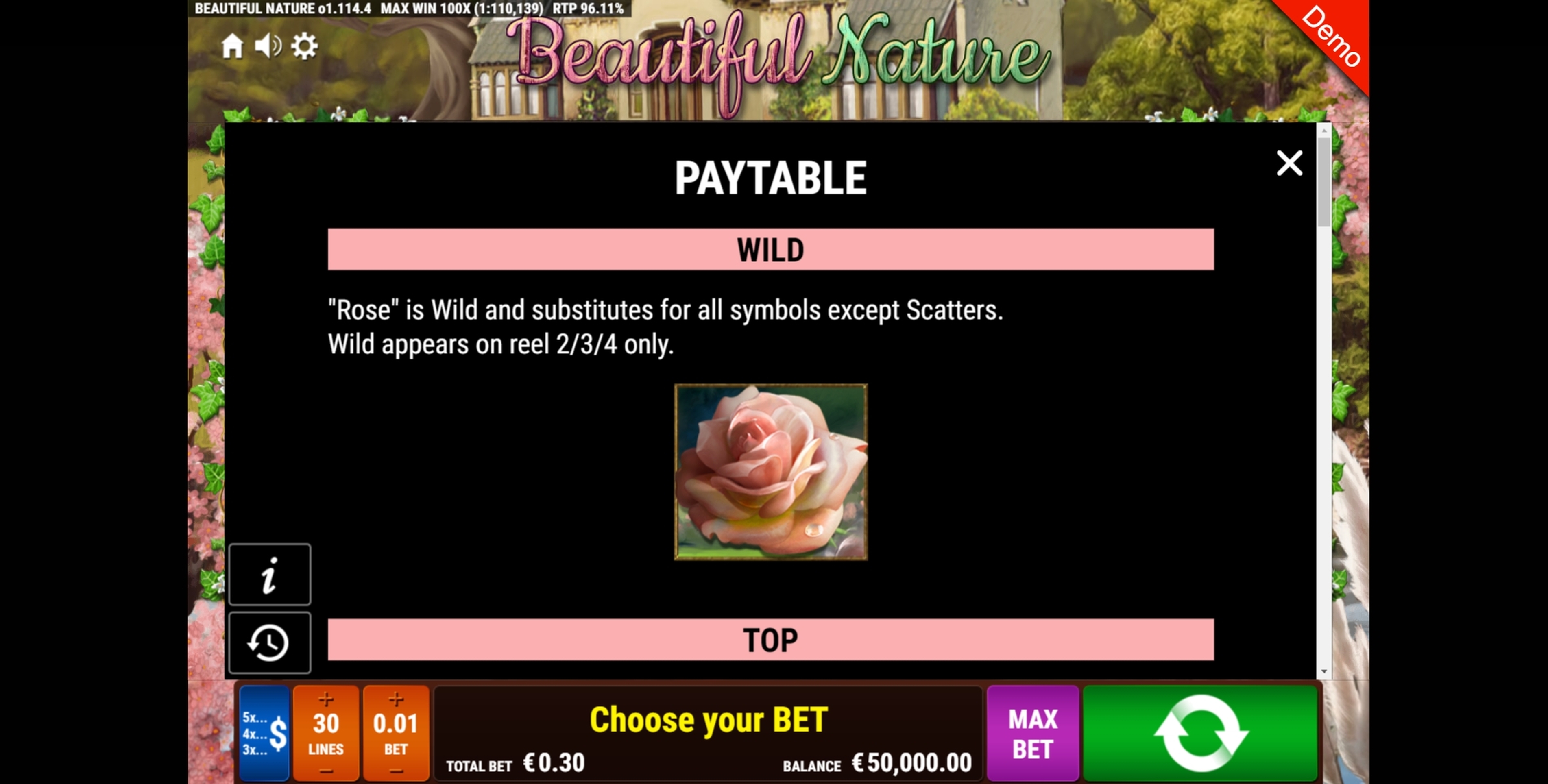 Info of Beautiful Nature Slot Game by Bally Wulff