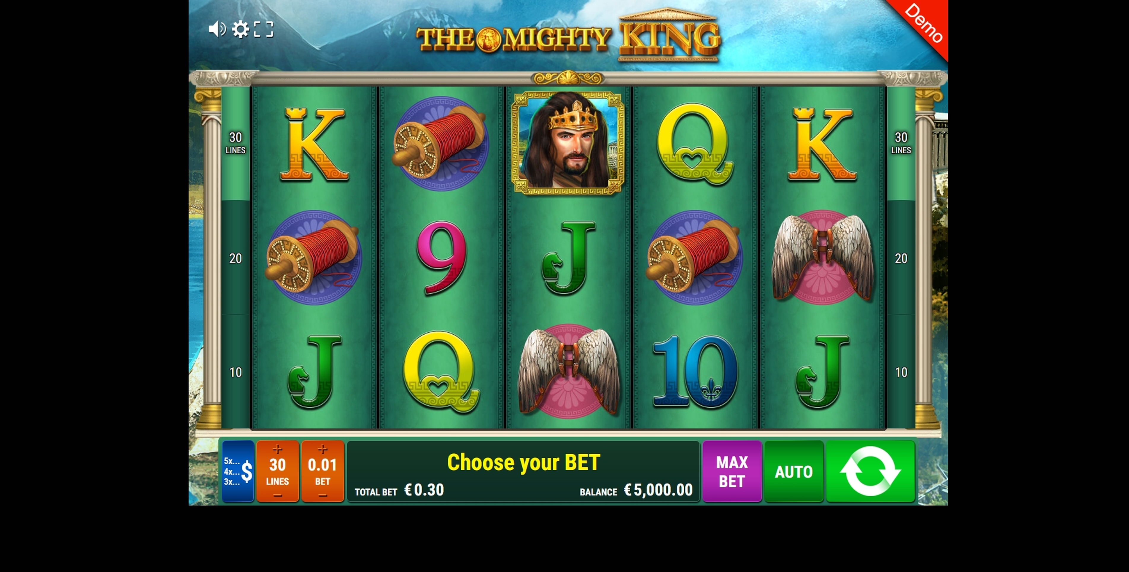 Reels in The Mighty King Slot Game by Bally Wulff