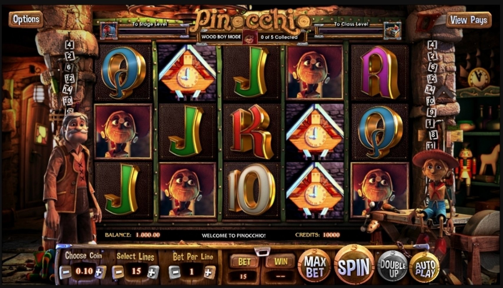 Reels in Pinocchio Slot Game by Betsoft
