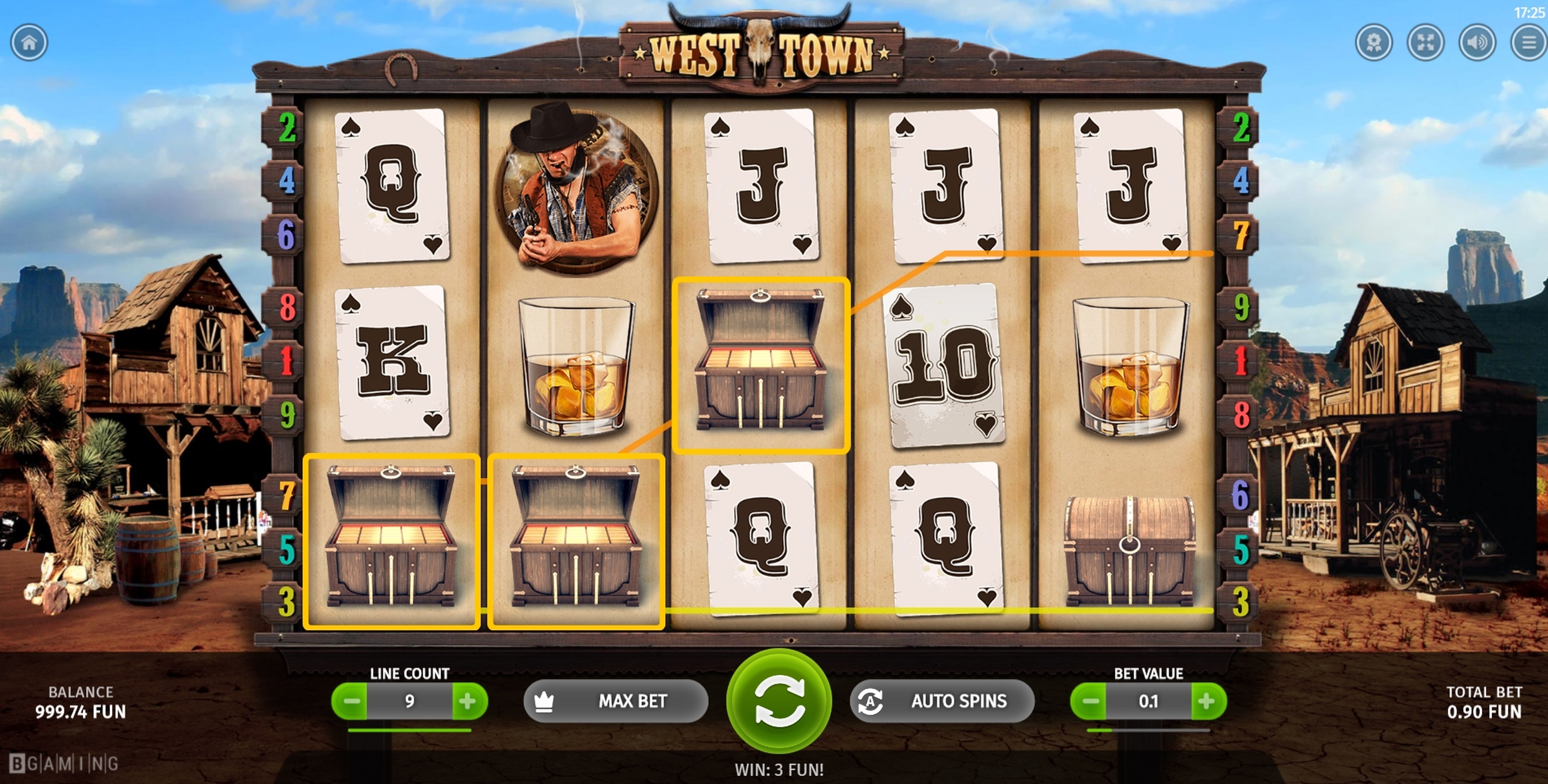 Win Money in West Town Free Slot Game by BGAMING