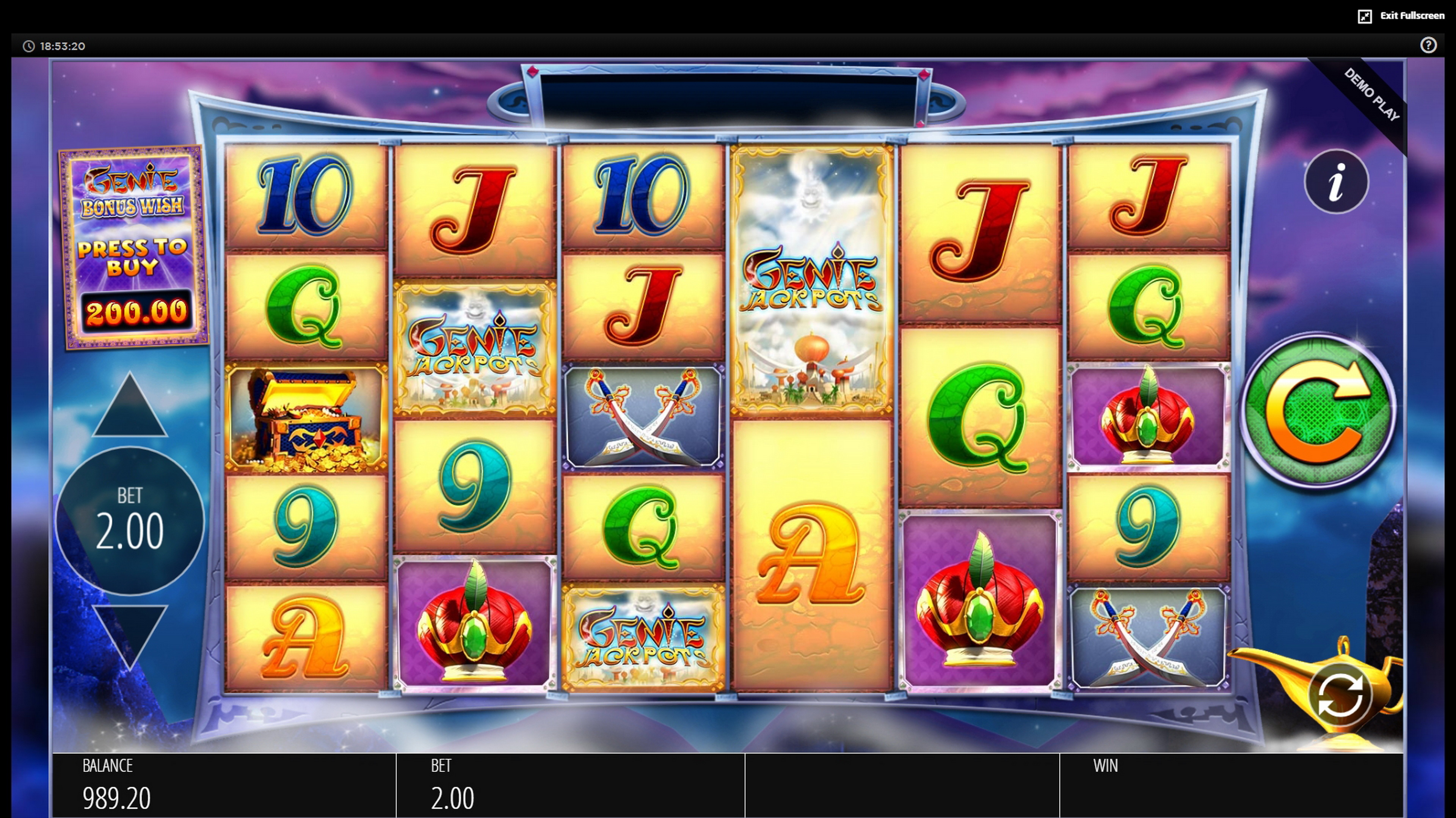 Reels in Genie Jackpots Slot Game by Blueprint Gaming