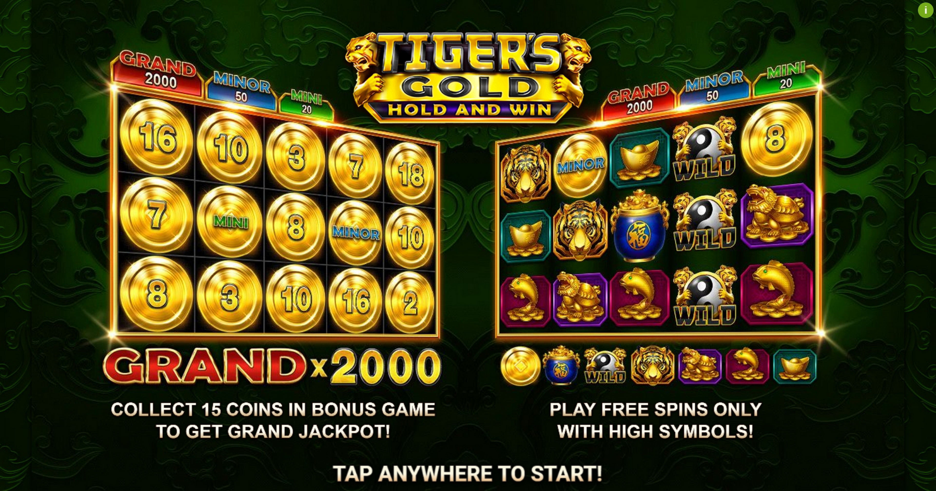 Play Tiger's Gold Hold and Win Free Casino Slot Game by Booongo Gaming
