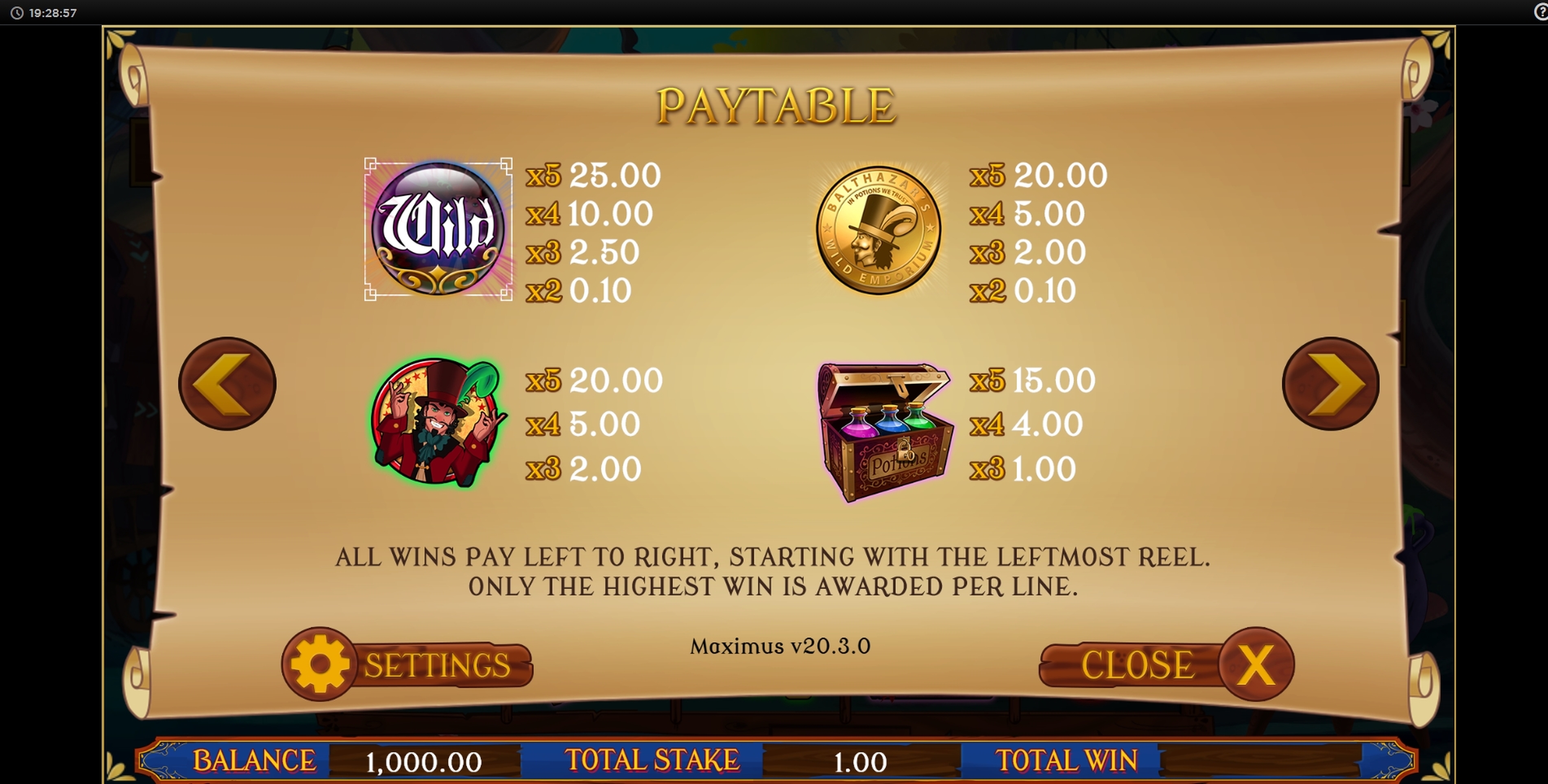 Info of Balthazars Wild Emporium Slot Game by CORE Gaming