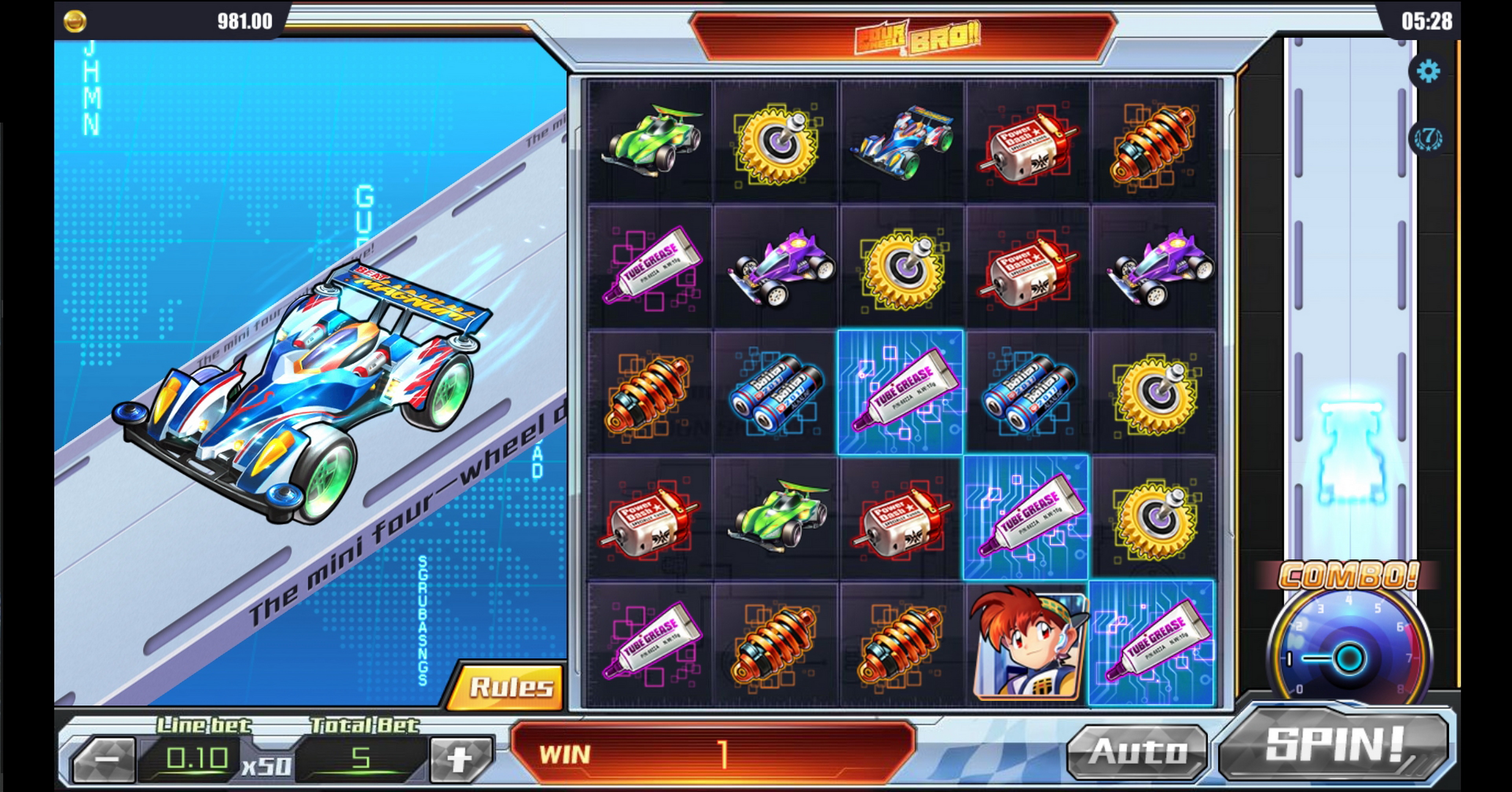 Win Money in Four Wheels & Bro Free Slot Game by Dream Tech