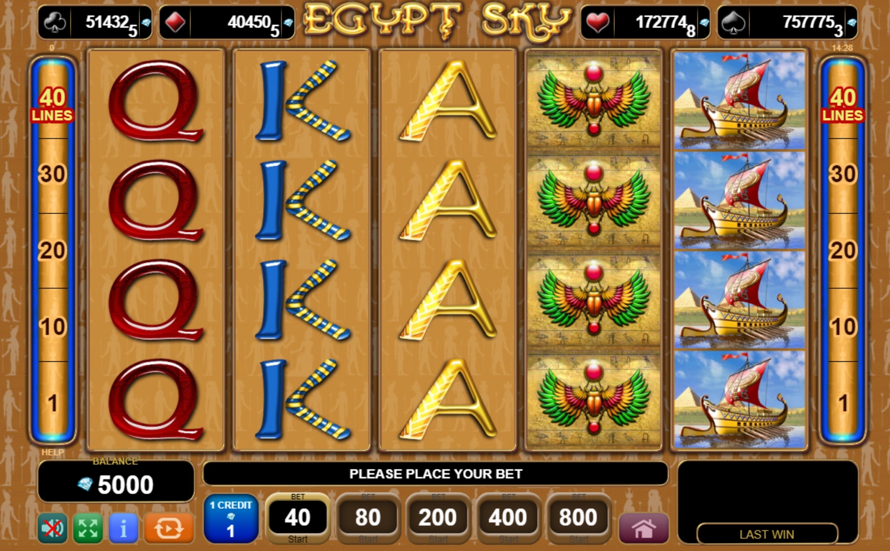 Egypt Sky demo play, Slot Machine Online by EGT Review