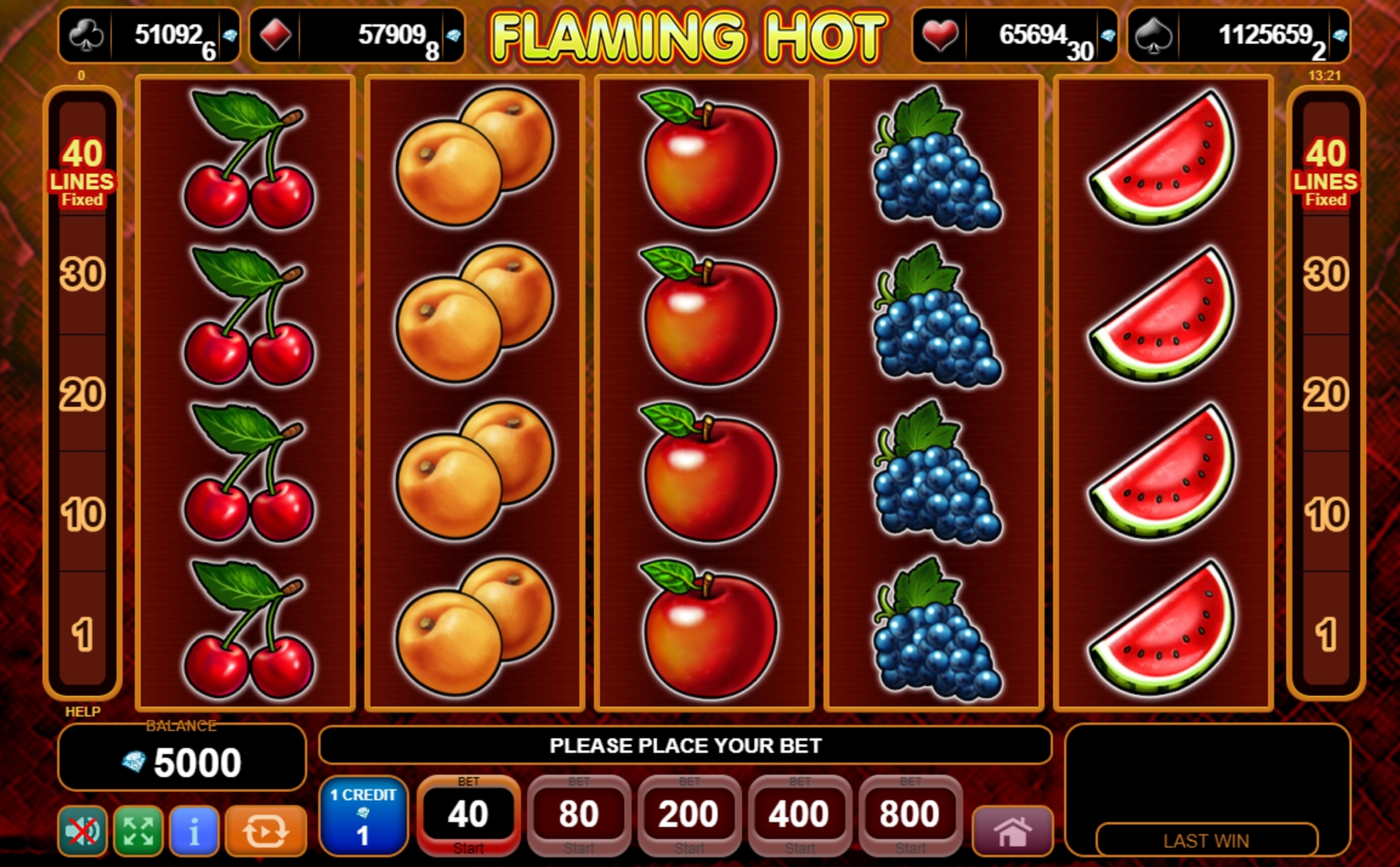Reels in Flaming Hot Slot Game by EGT