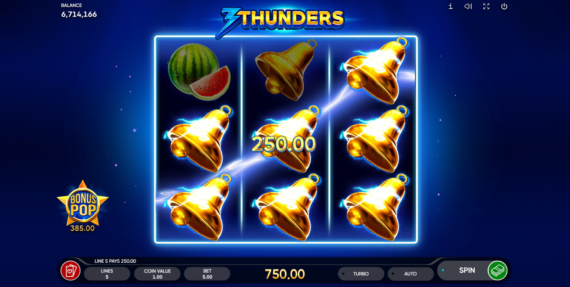 Win Money in 3 Thunders Free Slot Game by Endorphina