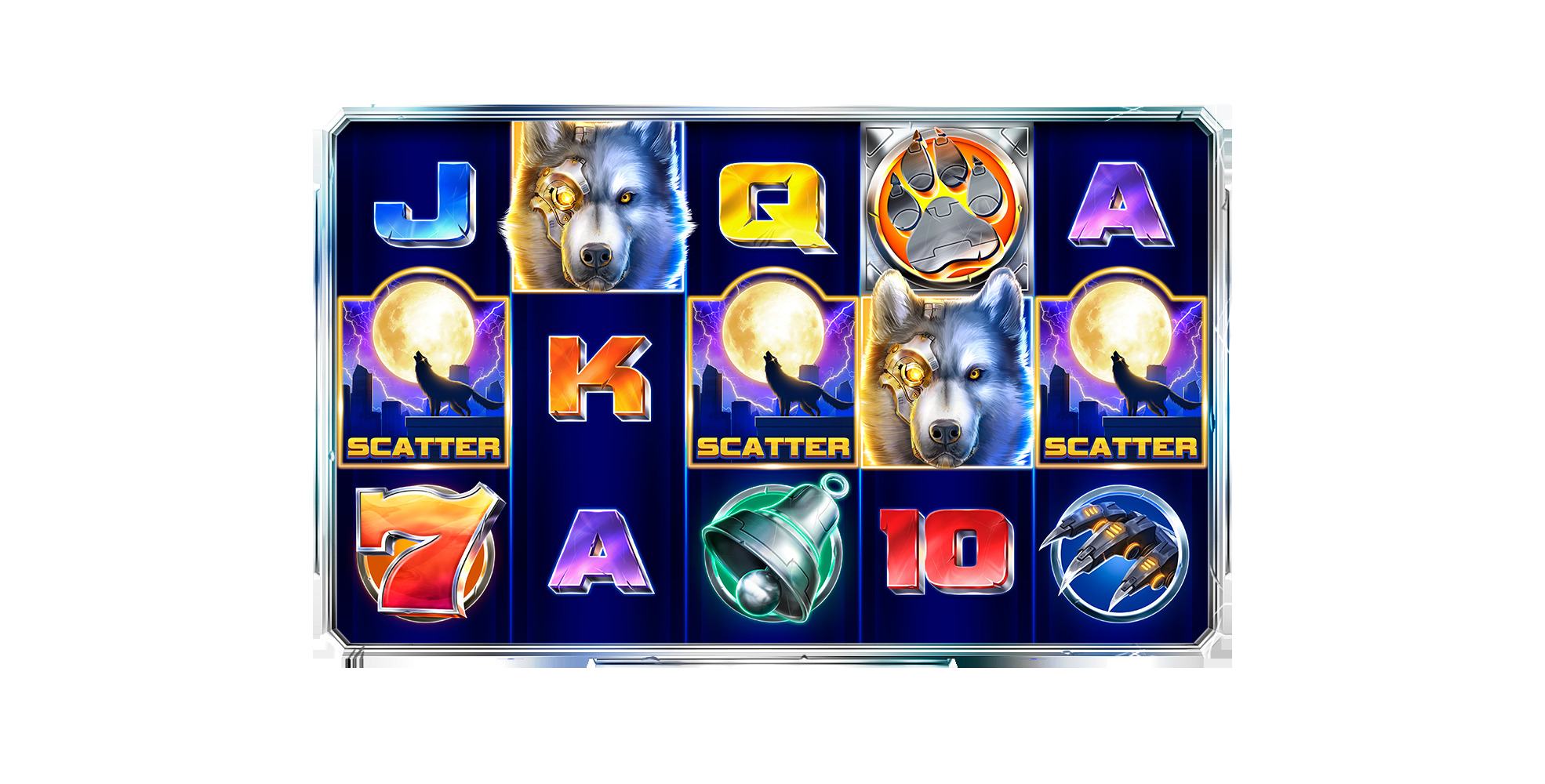 Reels in Cyber Wolf Slot Game by Endorphina
