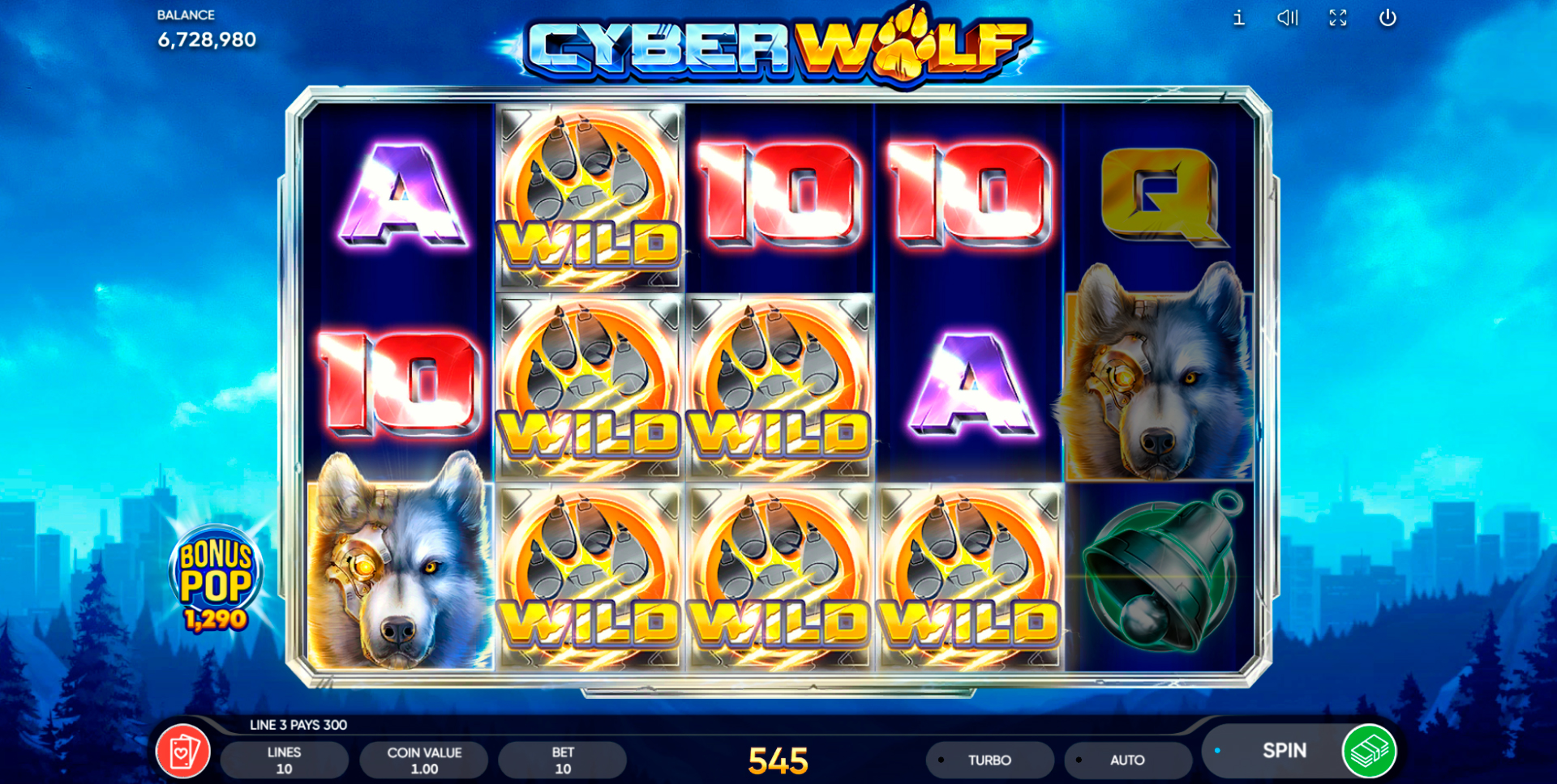 Win Money in Cyber Wolf Free Slot Game by Endorphina